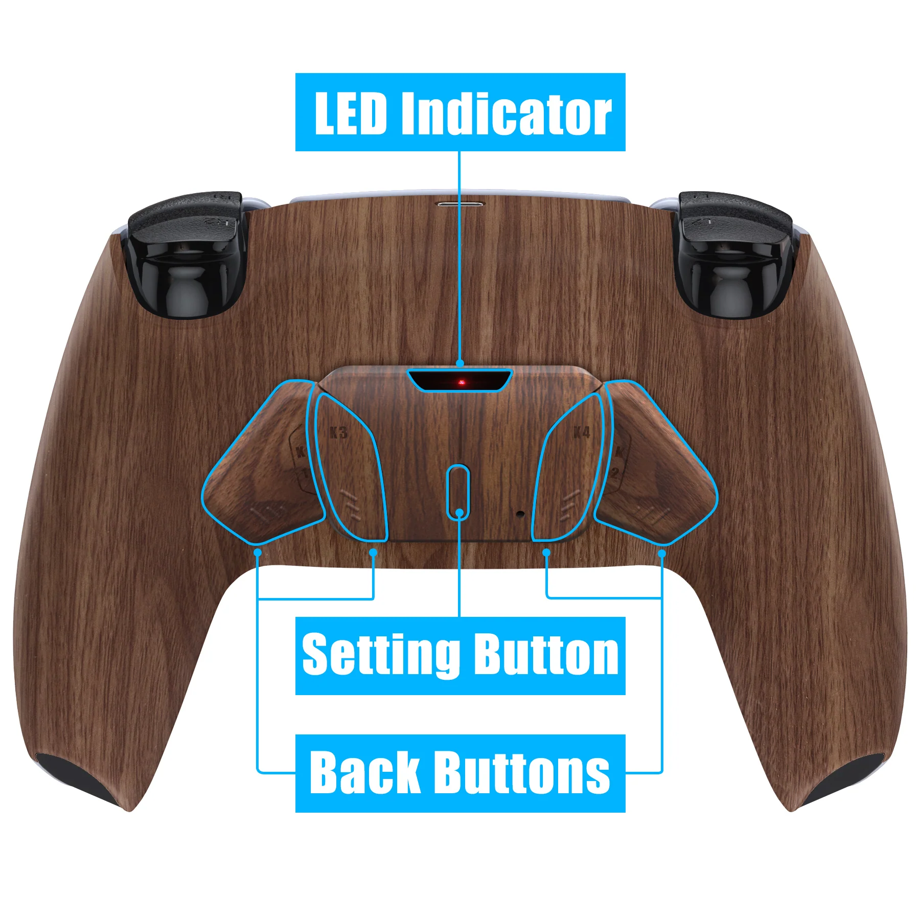 eXtremeRate Remappable RISE4 V3 Remap Kit for PS5 Controller BDM-030/040/050 - Wood Grain - Image 4