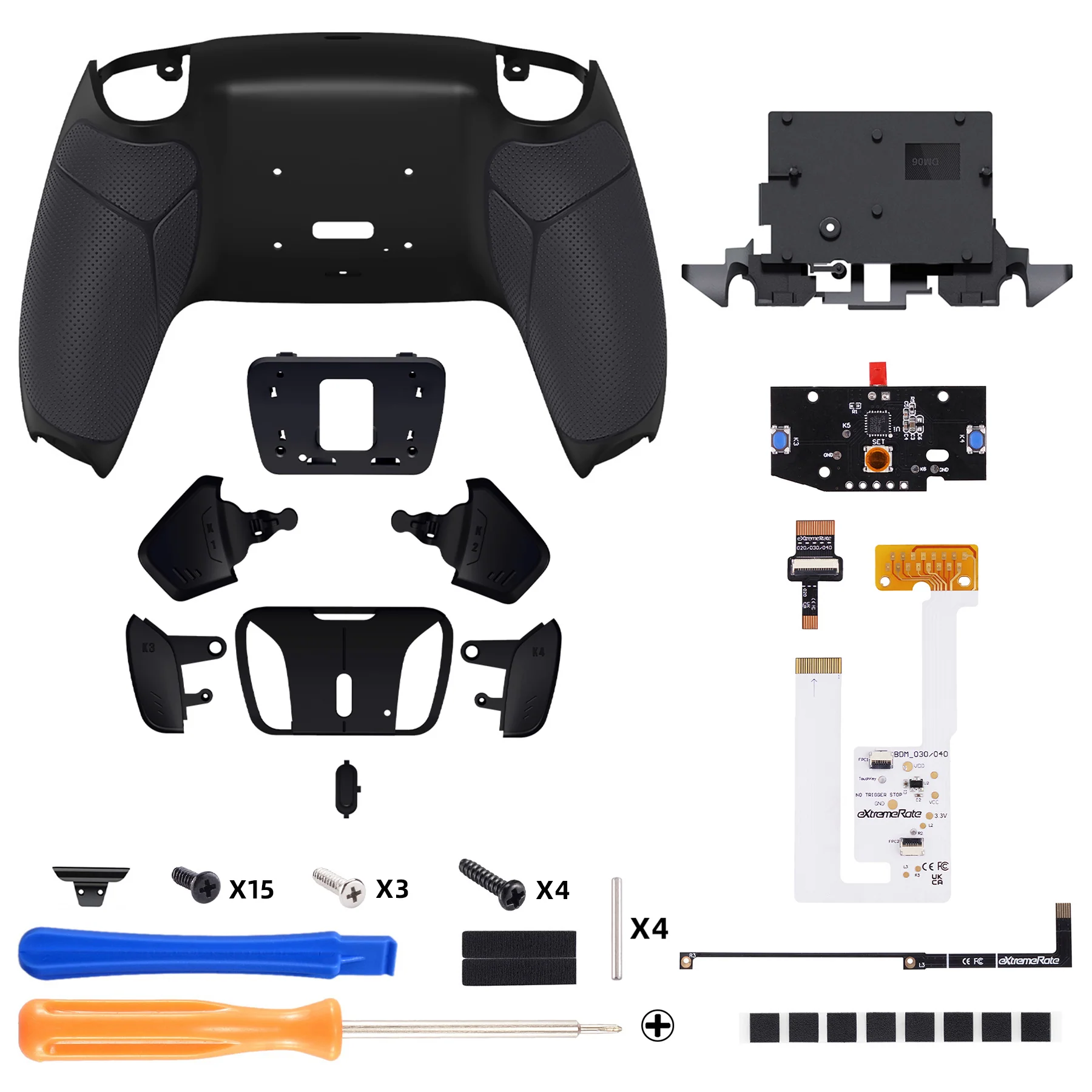 eXtremeRate Remappable RISE4 V4 Remap Kit for PS5 Controller BDM-030/040/050/060 - Rubberized Black - Image 2