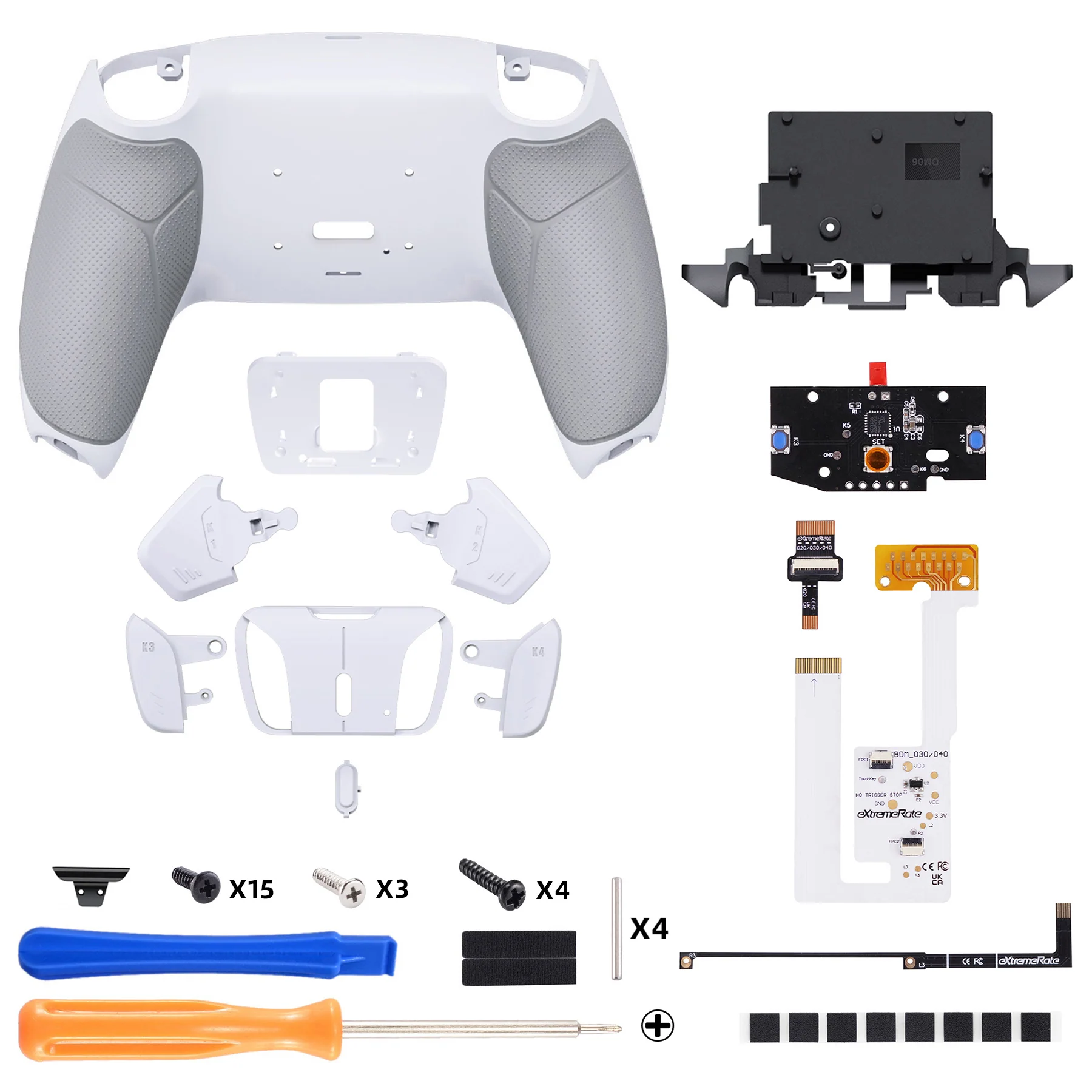 eXtremeRate Remappable RISE4 V4 Remap Kit for PS5 Controller BDM-030/040/050/060 - Rubberized White - Image 2