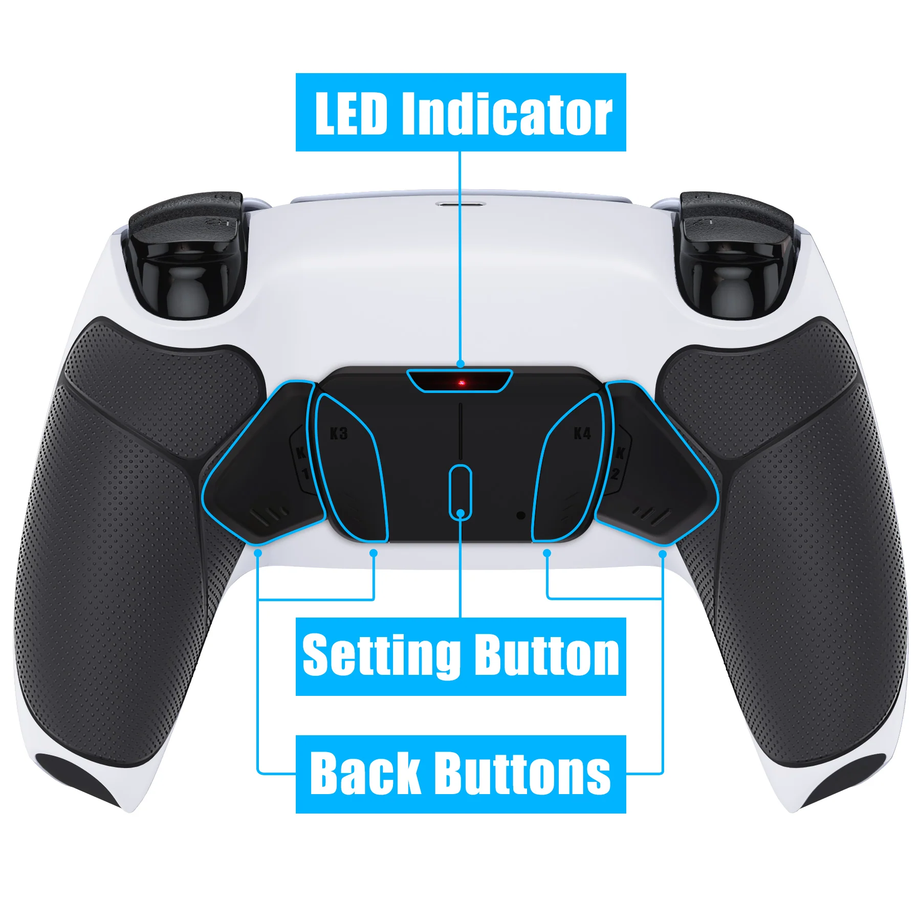 eXtremeRate Remappable RISE4 V4 Remap Kit for PS5 Controller BDM-030/040/050/060 - Rubberized White Black- Black - Image 4