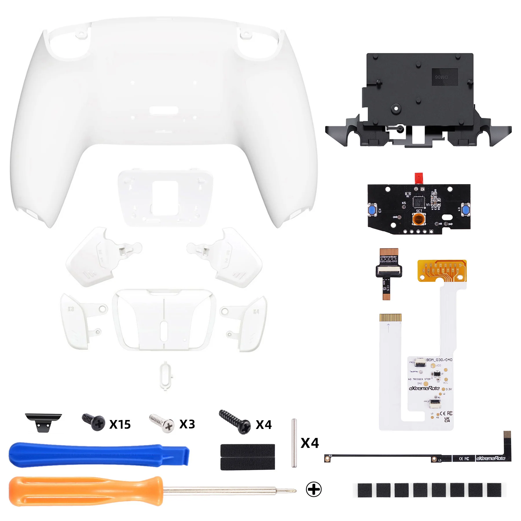 eXtremeRate Remappable RISE4 V4 Remap Kit for PS5 Controller BDM-030/040/050/060 - White - Image 2
