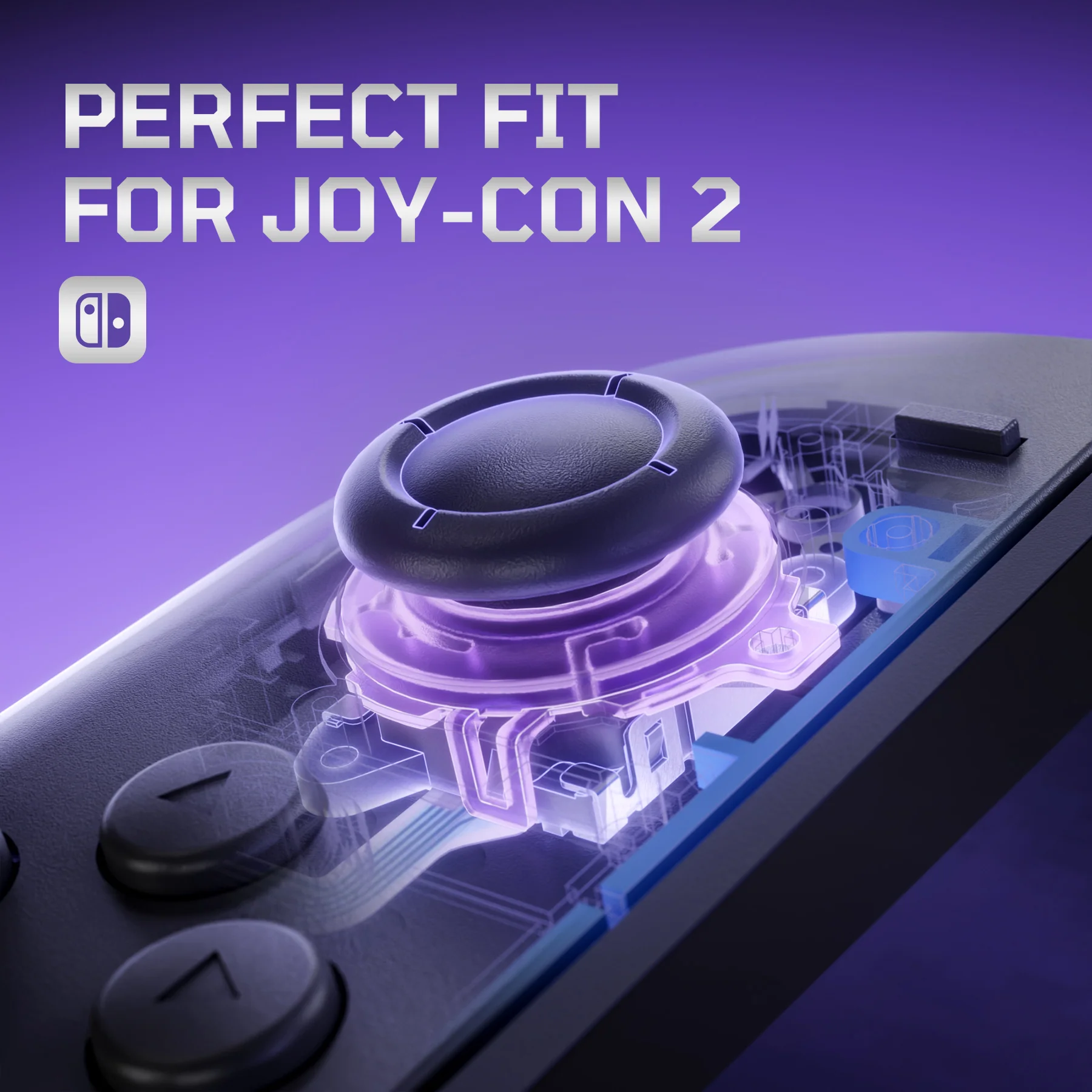 eXtremeRate Replacement 3D Joystick for Nintendo Switch 2 Joycon - Clear Atomic Purple - Image 5