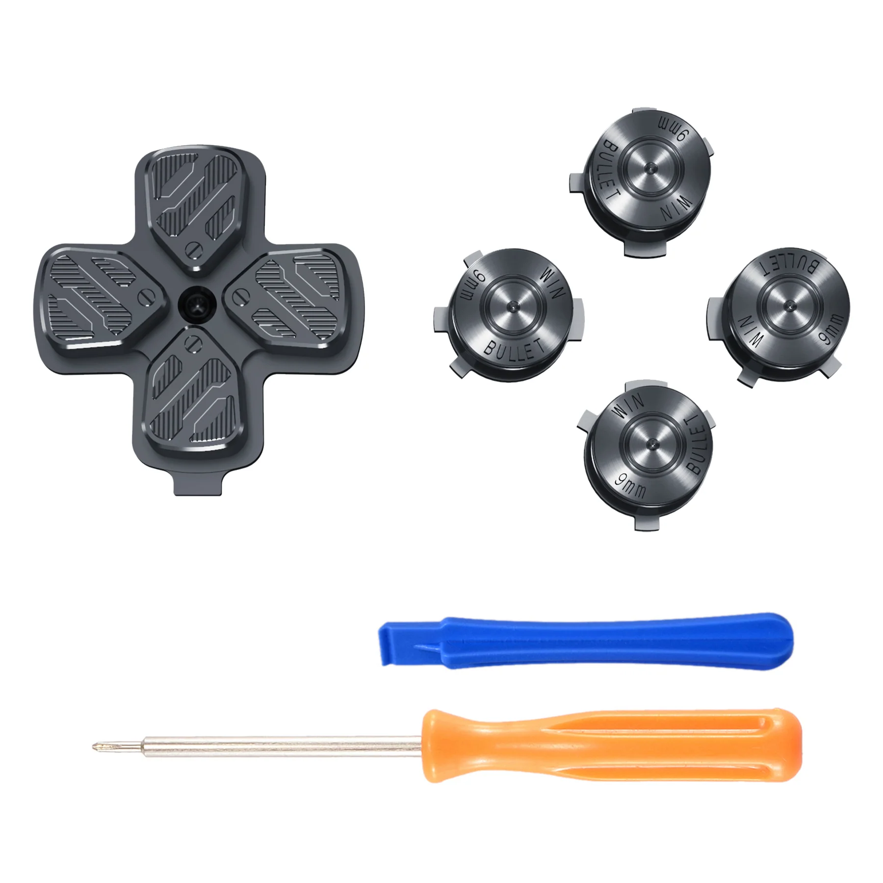 eXtremeRate Replacement Aluminum Metal Dpad ABXY Buttons for PS5 Controller - Black - Image 2