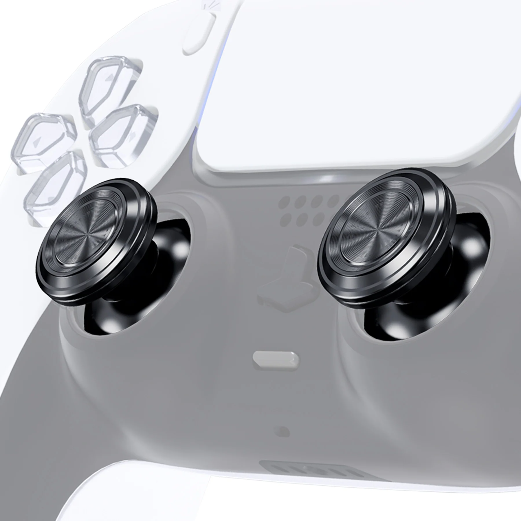 eXtremeRate Replacement Aluminum Metal Thumbsticks Compatible with PS5 & PS4 Controller - Dark Gray - Image 2