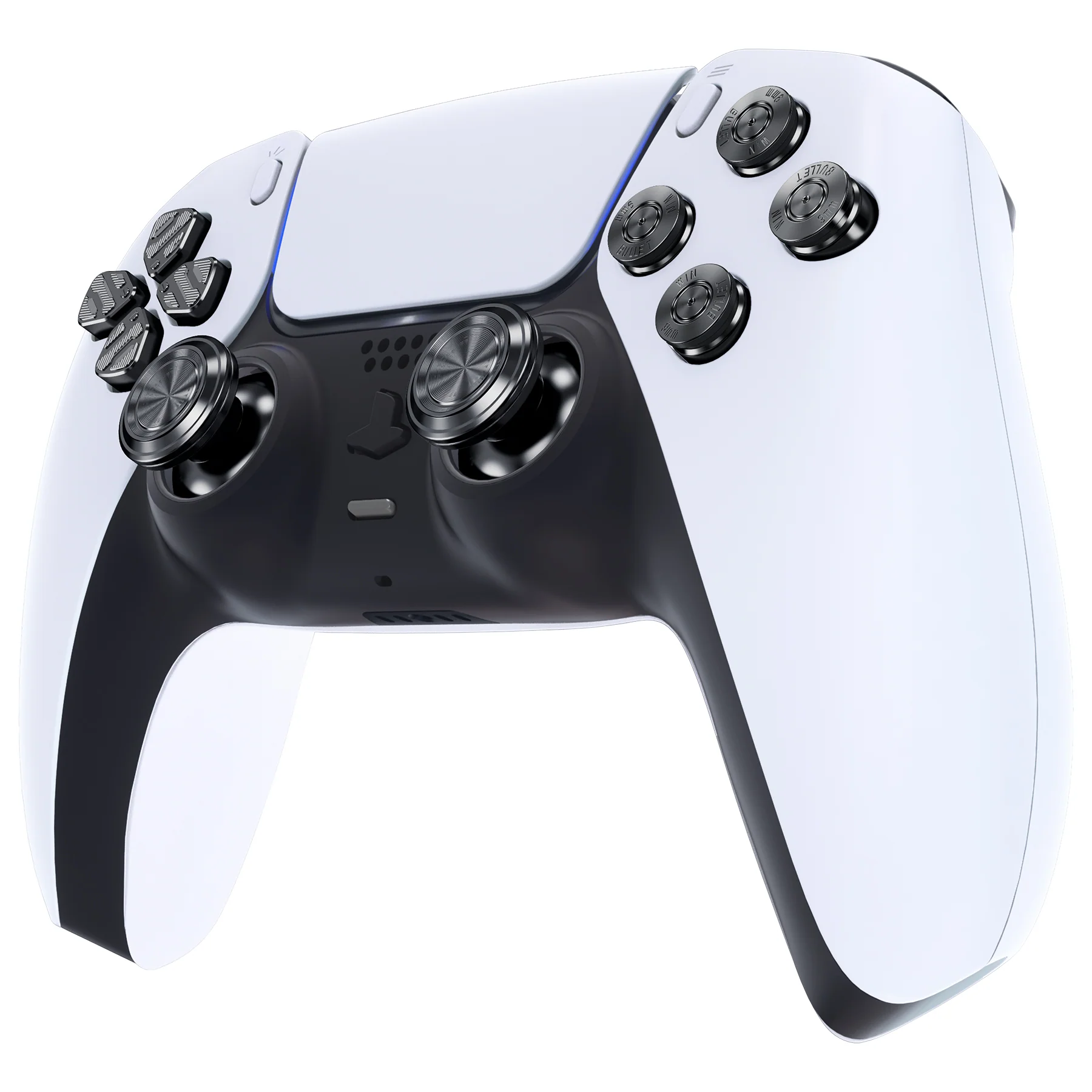 eXtremeRate Replacement Aluminum Metal Thumbsticks Dpad ABXY Buttons for PS5 Controller - Black - Image 4