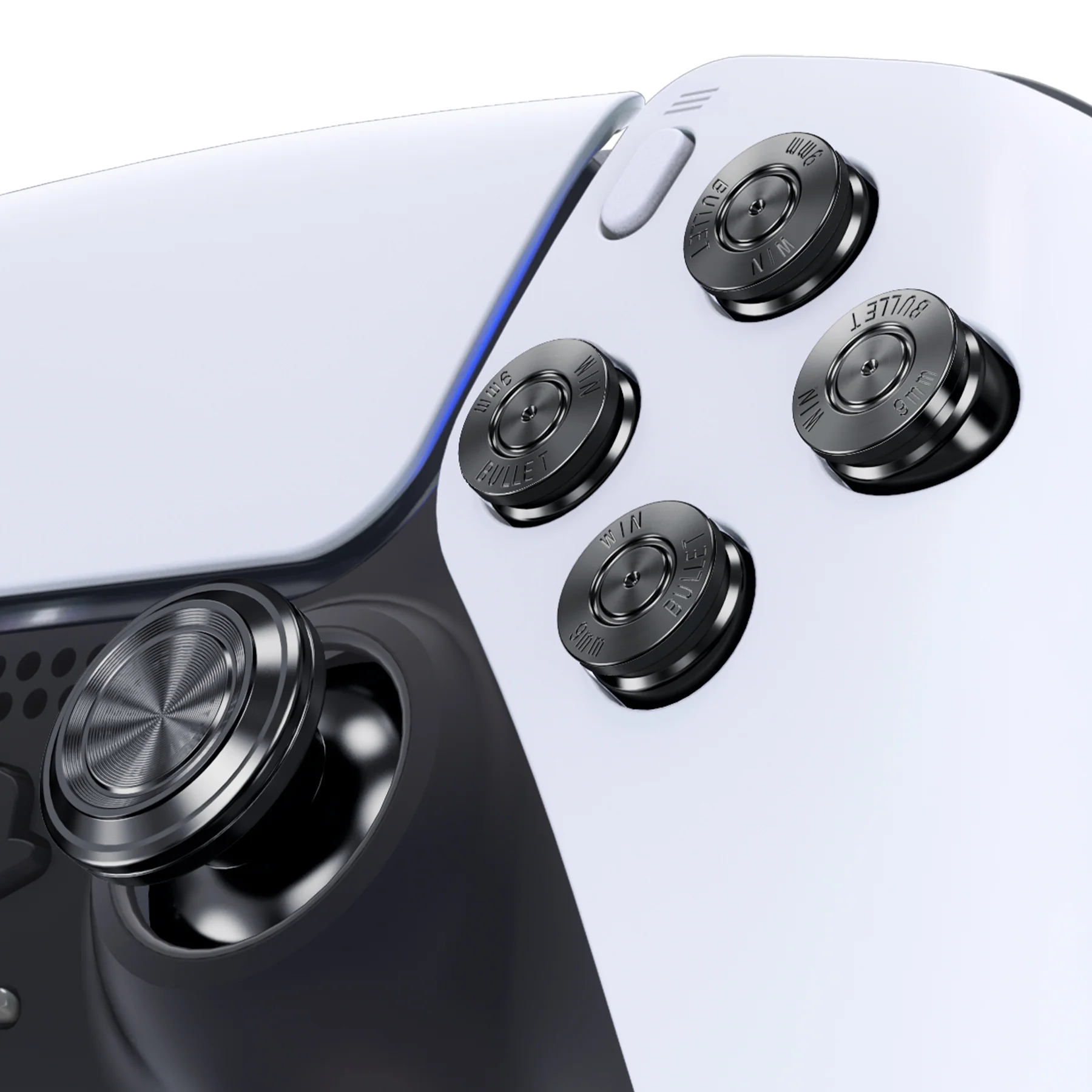 eXtremeRate Replacement Aluminum Metal Thumbsticks Dpad ABXY Buttons for PS5 Controller - Black - Image 6