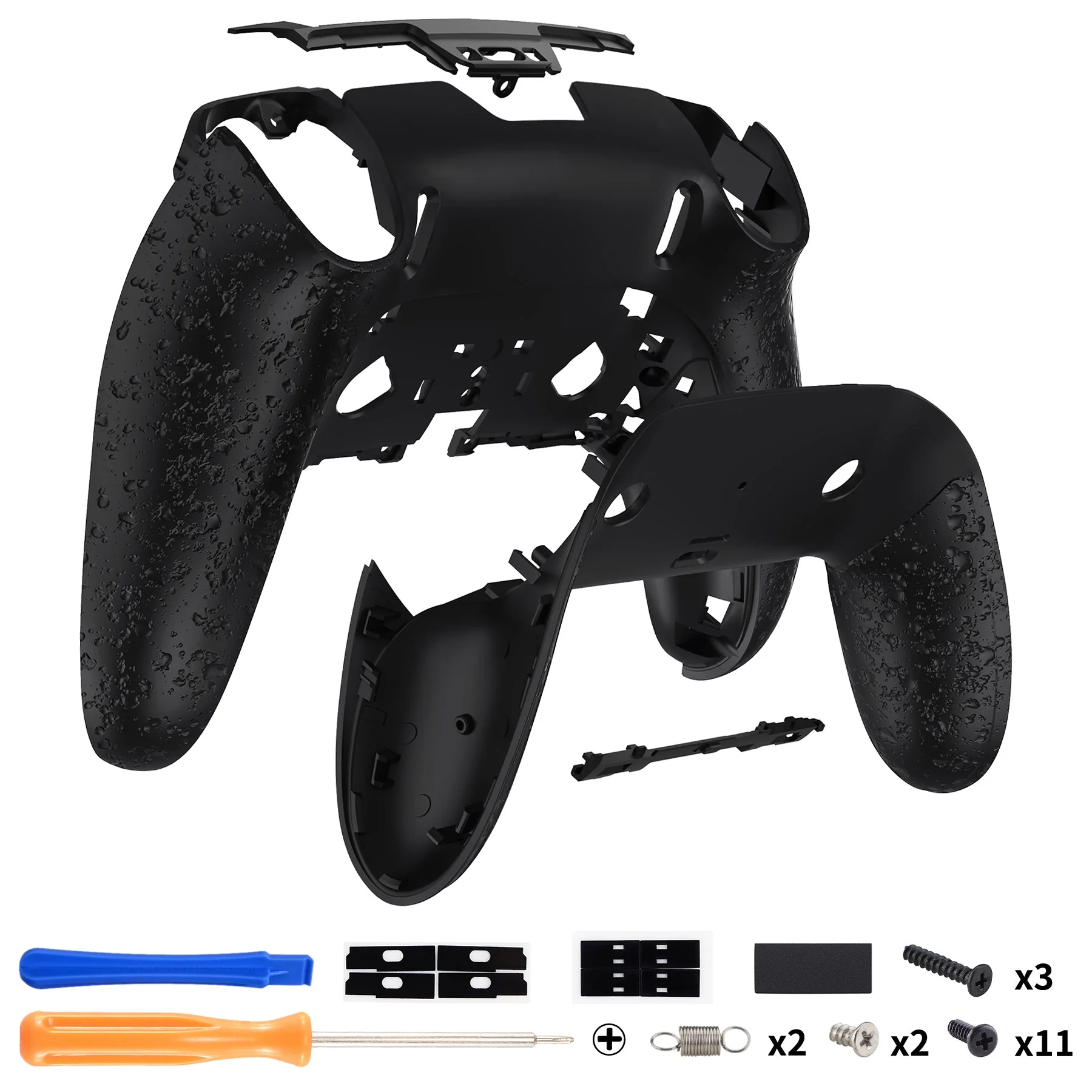eXtremeRate Replacement Back Housing Bottom Shell & Clip Shell Compatible with PS5 Edge Controller -  Textured Black - Image 2