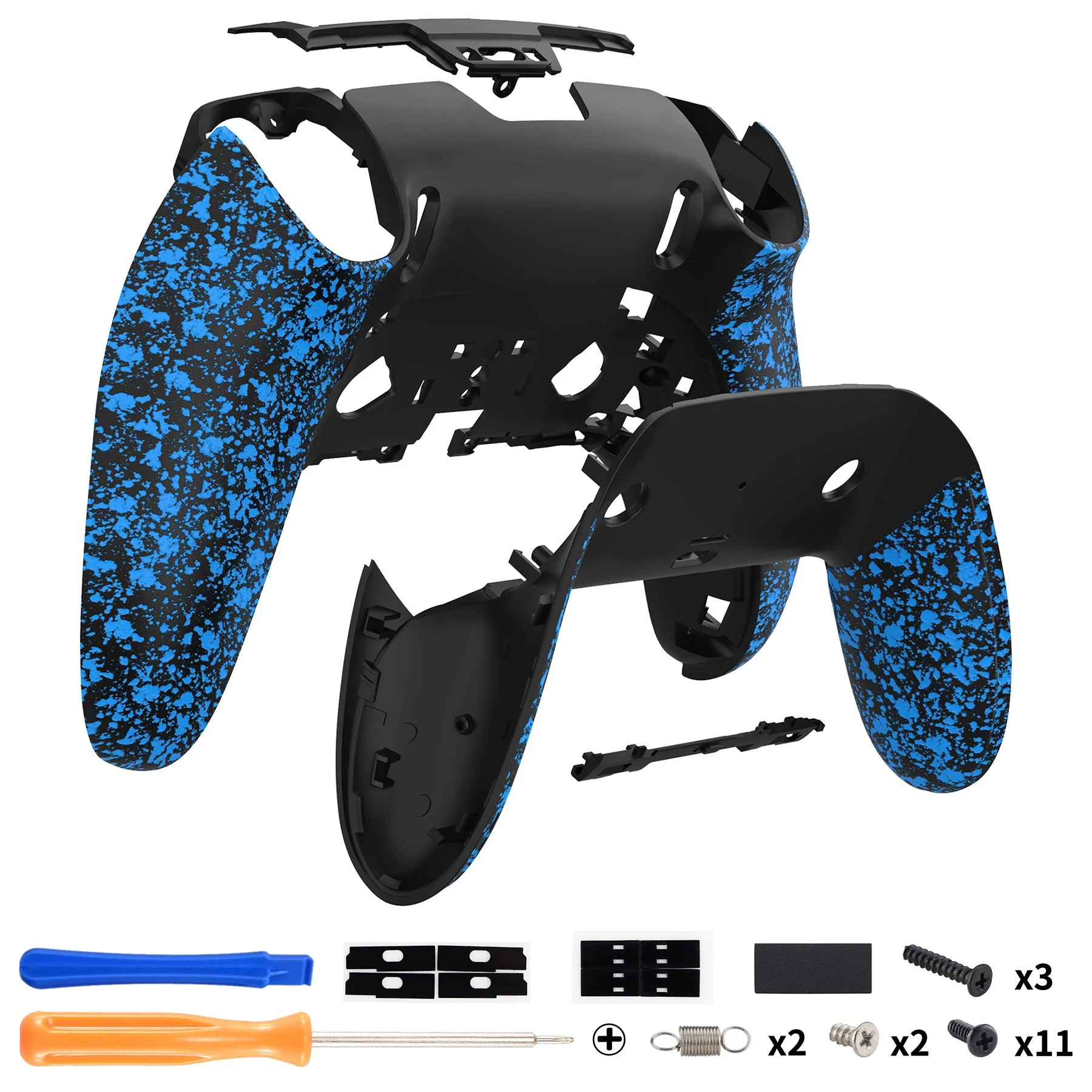 eXtremeRate Replacement Back Housing Bottom Shell & Clip Shell Compatible with PS5 Edge Controller -  Textured Blue - Image 2