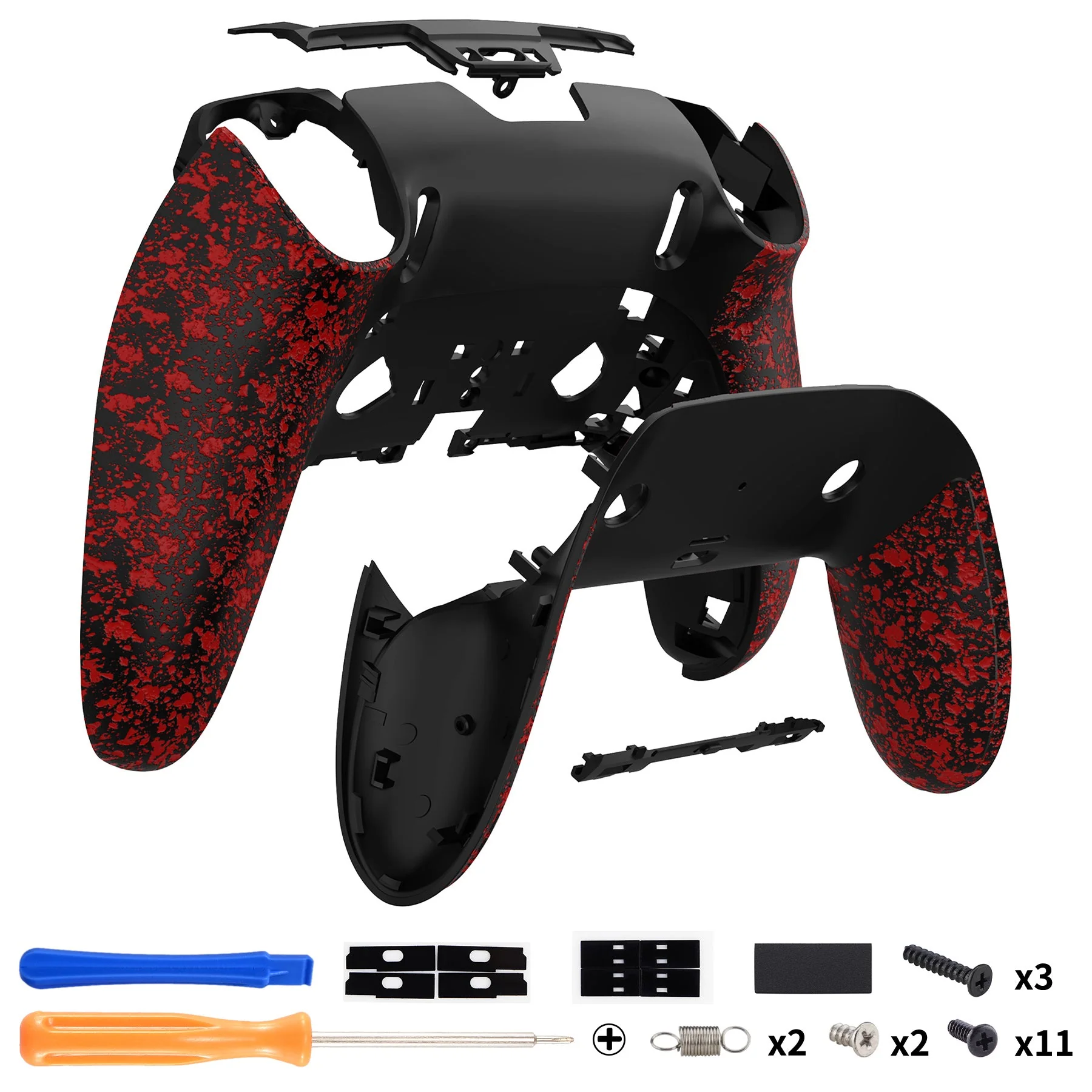 eXtremeRate Replacement Back Housing Bottom Shell & Clip Shell Compatible with PS5 Edge Controller -  Textured Red - Image 2