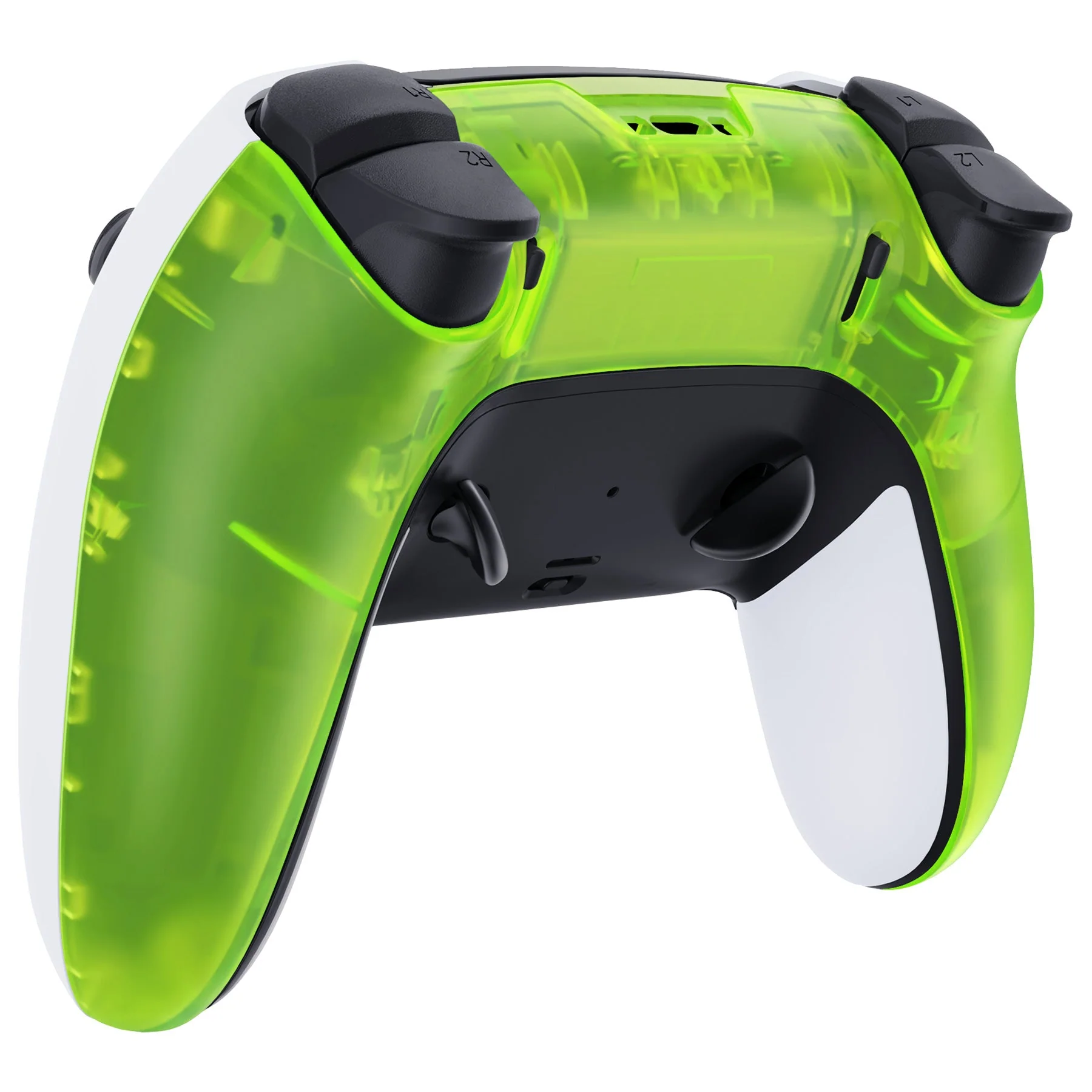 eXtremeRate Replacement Back Housing Bottom Shell Compatible with PS5 Edge Controller - Clear Lime Green - Image 3