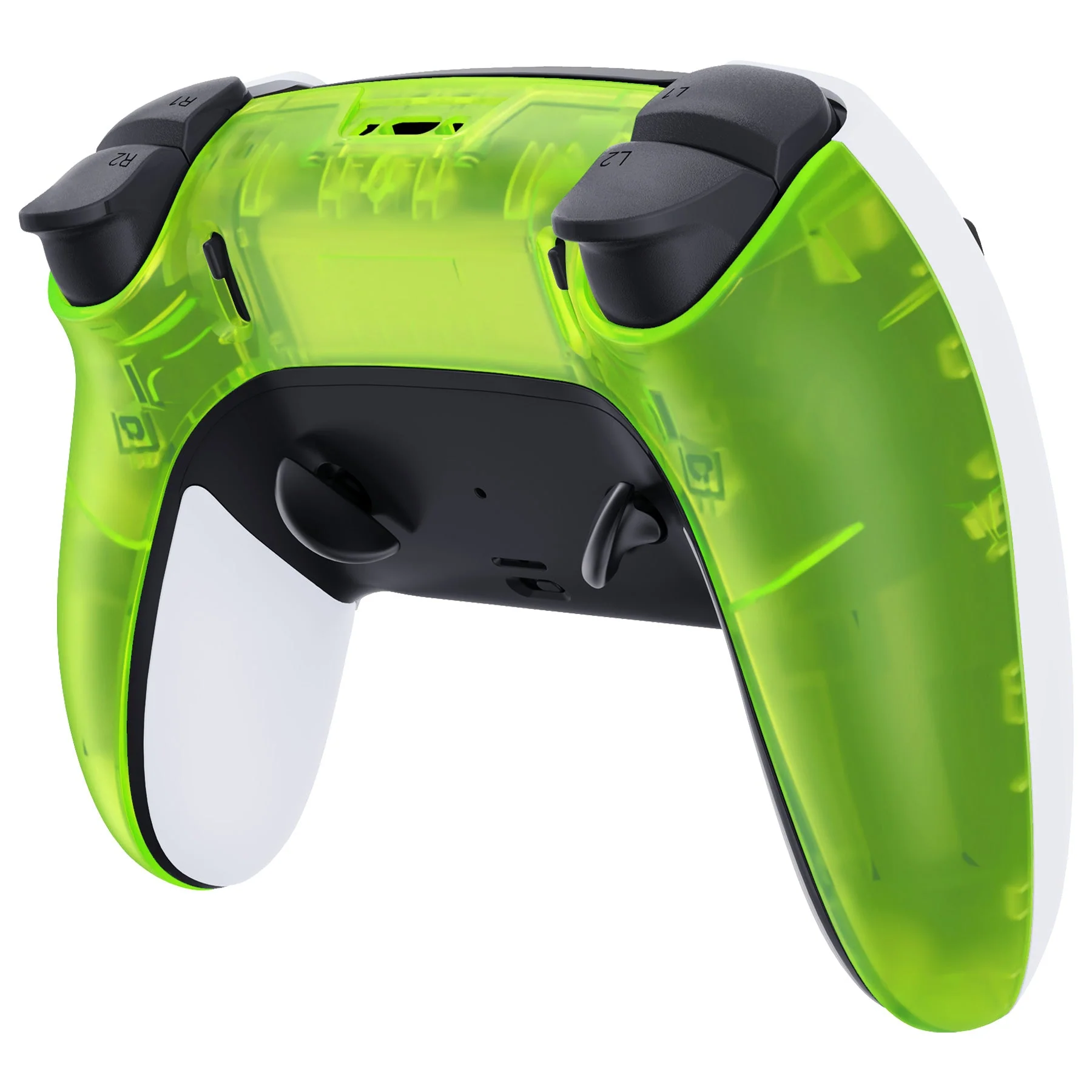 eXtremeRate Replacement Back Housing Bottom Shell Compatible with PS5 Edge Controller - Clear Lime Green - Image 4