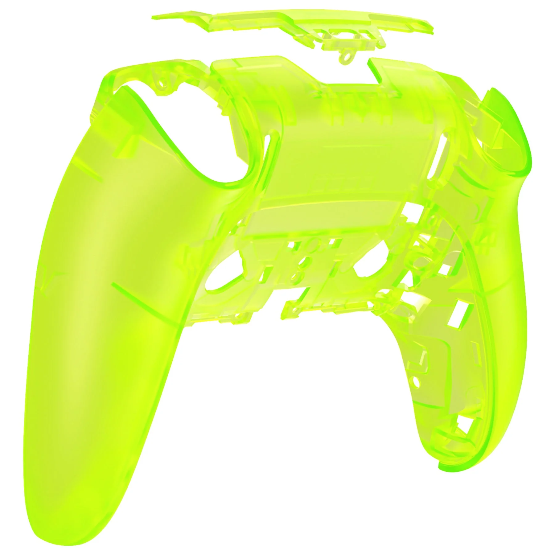 eXtremeRate Replacement Back Housing Bottom Shell Compatible with PS5 Edge Controller - Clear Lime Green - Image 6
