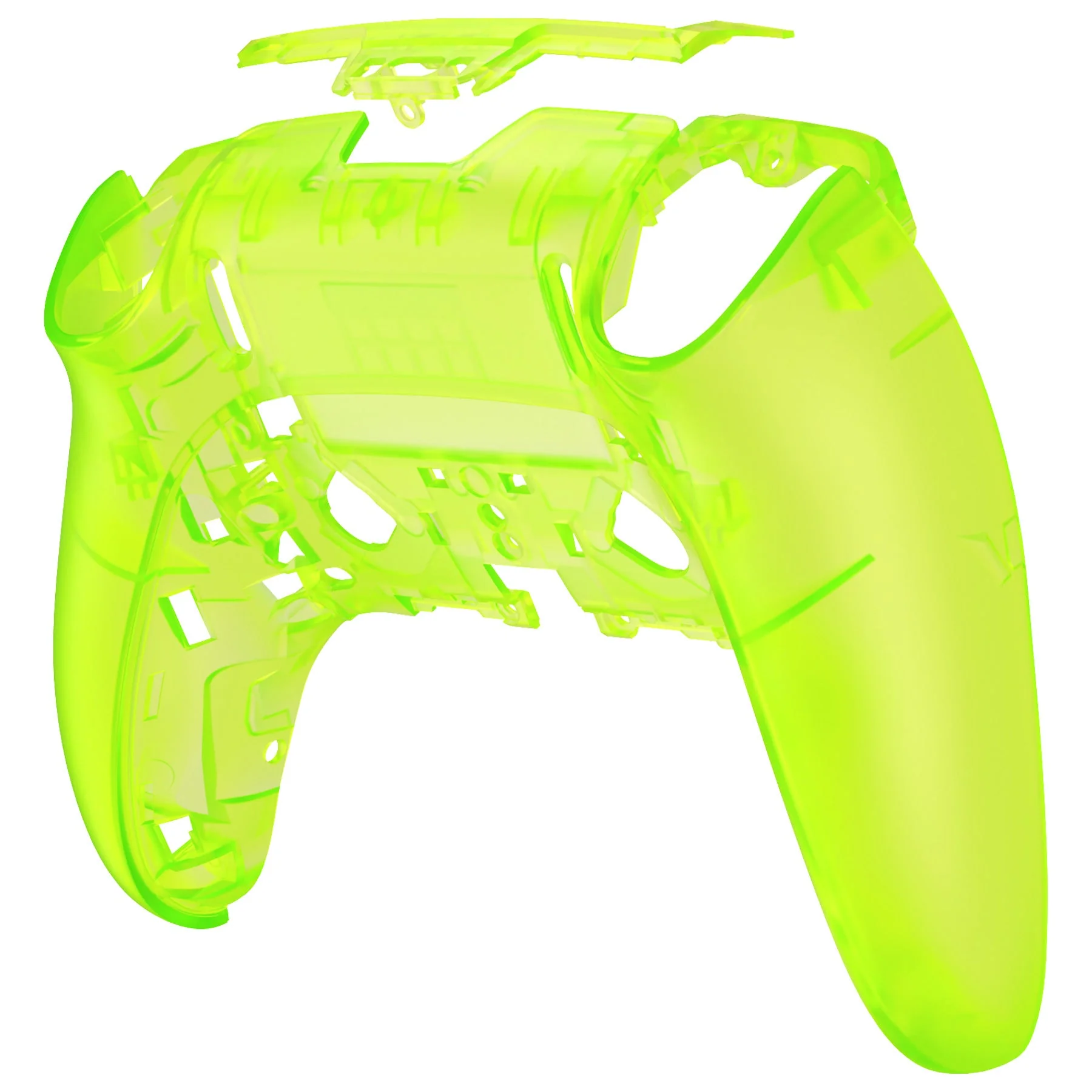 eXtremeRate Replacement Back Housing Bottom Shell Compatible with PS5 Edge Controller - Clear Lime Green - Image 7