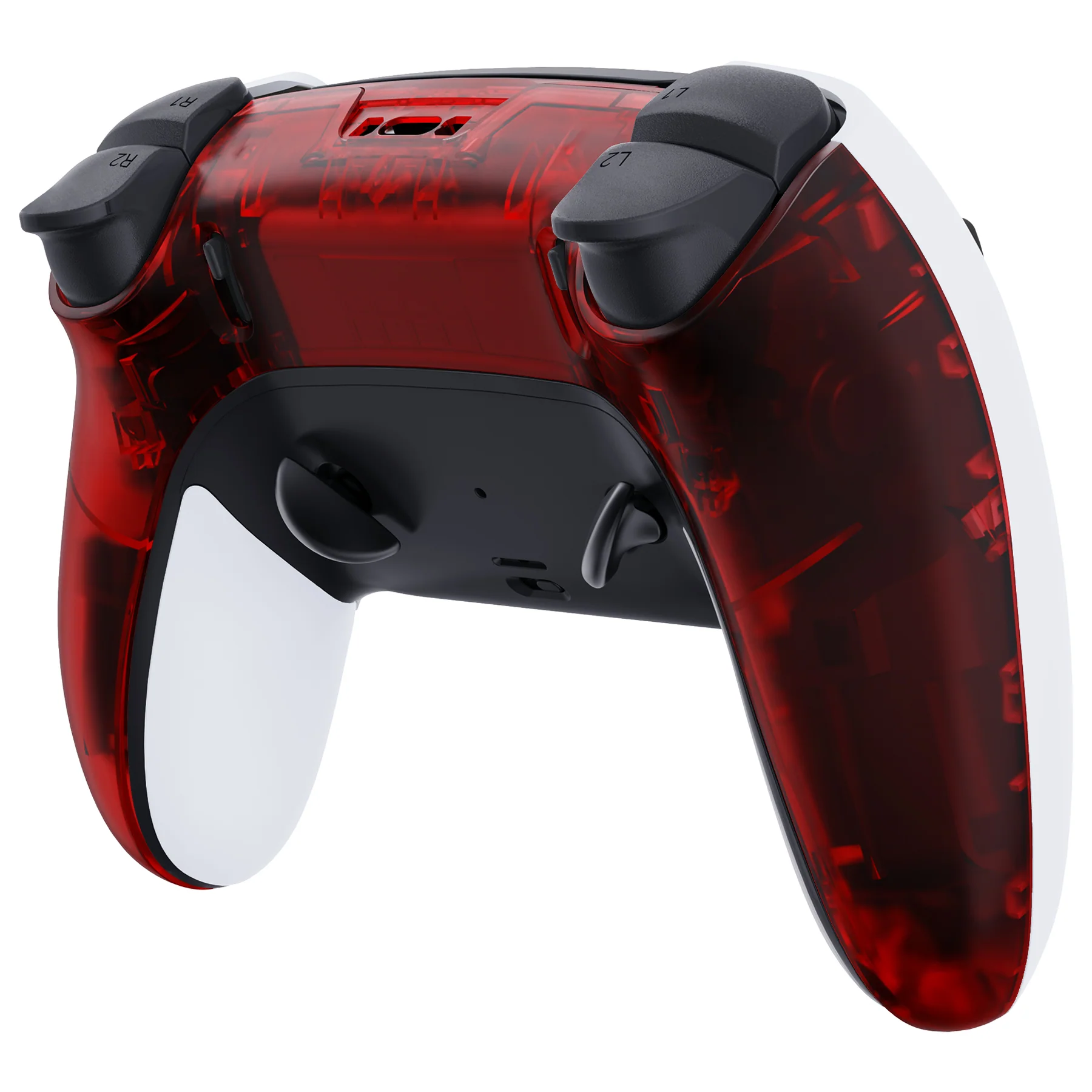 eXtremeRate Replacement Back Housing Bottom Shell Compatible with PS5 Edge Controller - Clear Red - Image 4