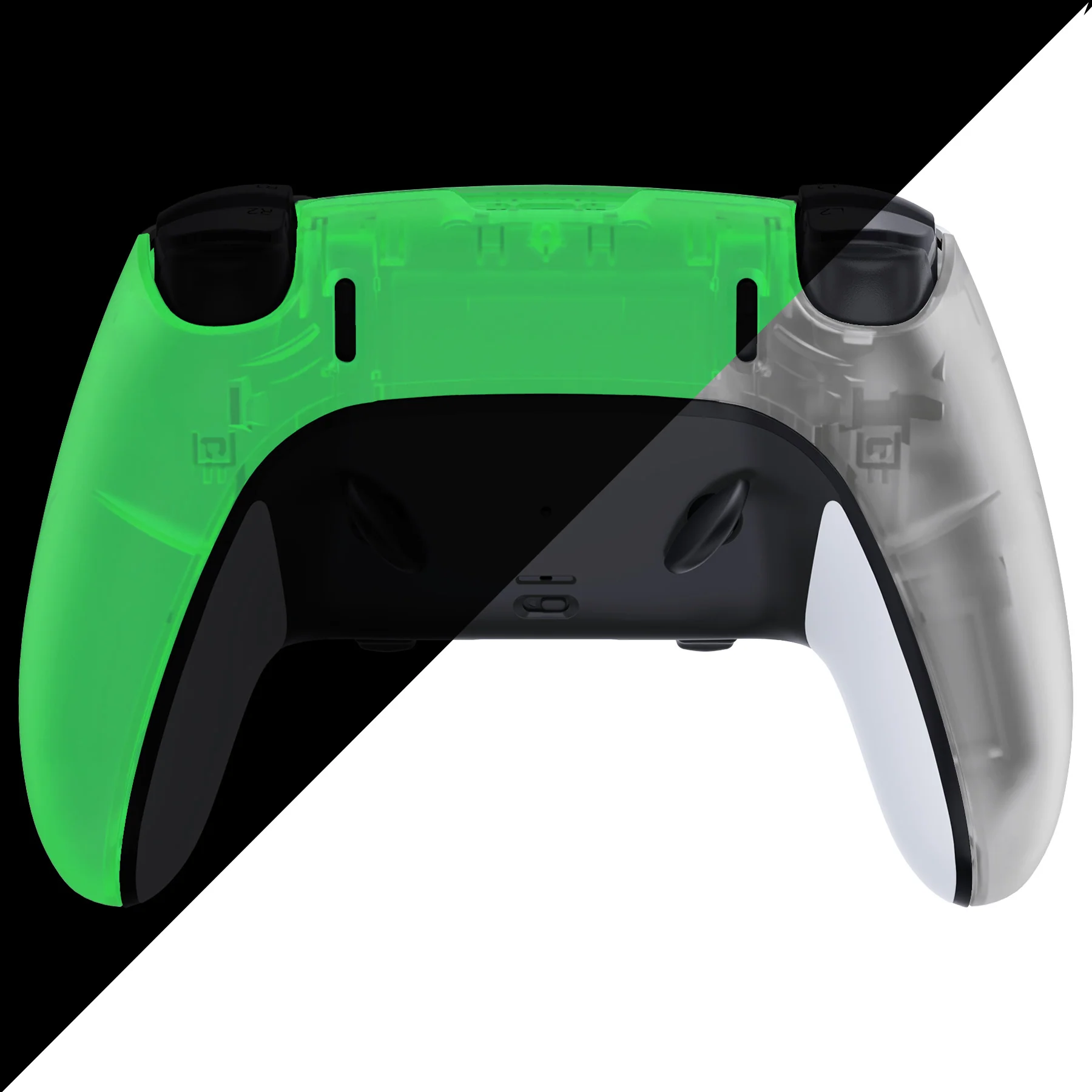 eXtremeRate Replacement Back Housing Bottom Shell Compatible with PS5 Edge Controller - Glow in Dark - Green - Image 2