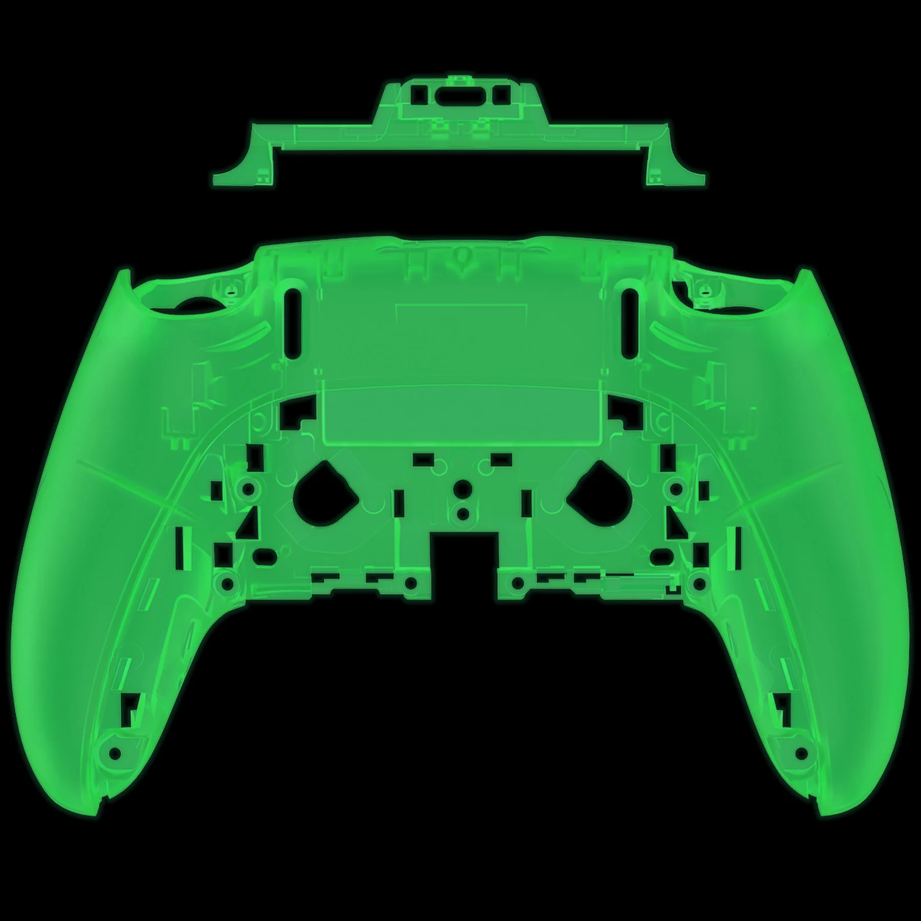 eXtremeRate Replacement Back Housing Bottom Shell Compatible with PS5 Edge Controller - Glow in Dark - Green - Image 7