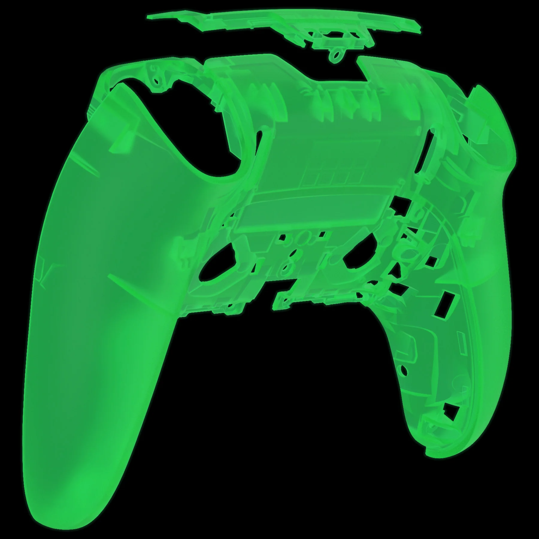 eXtremeRate Replacement Back Housing Bottom Shell Compatible with PS5 Edge Controller - Glow in Dark - Green - Image 9