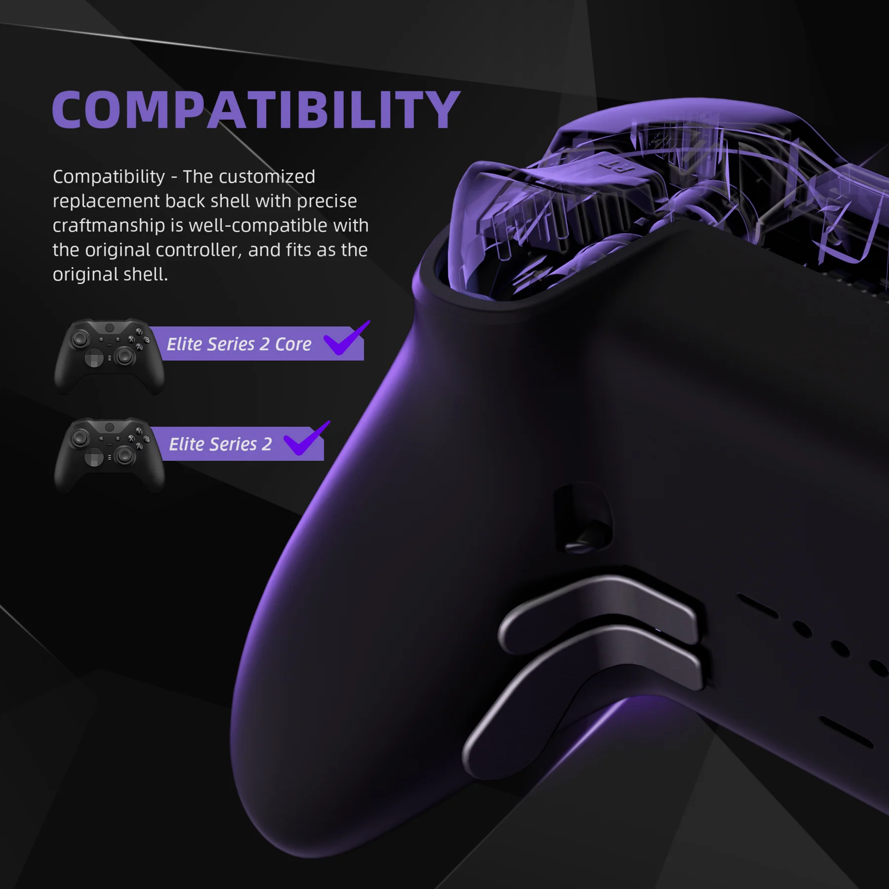 eXtremeRate Replacement Bottom Shell Case for Xbox Elite Series 2 & Elite Series 2 Core Controller Model 1797 - Black - Image 3