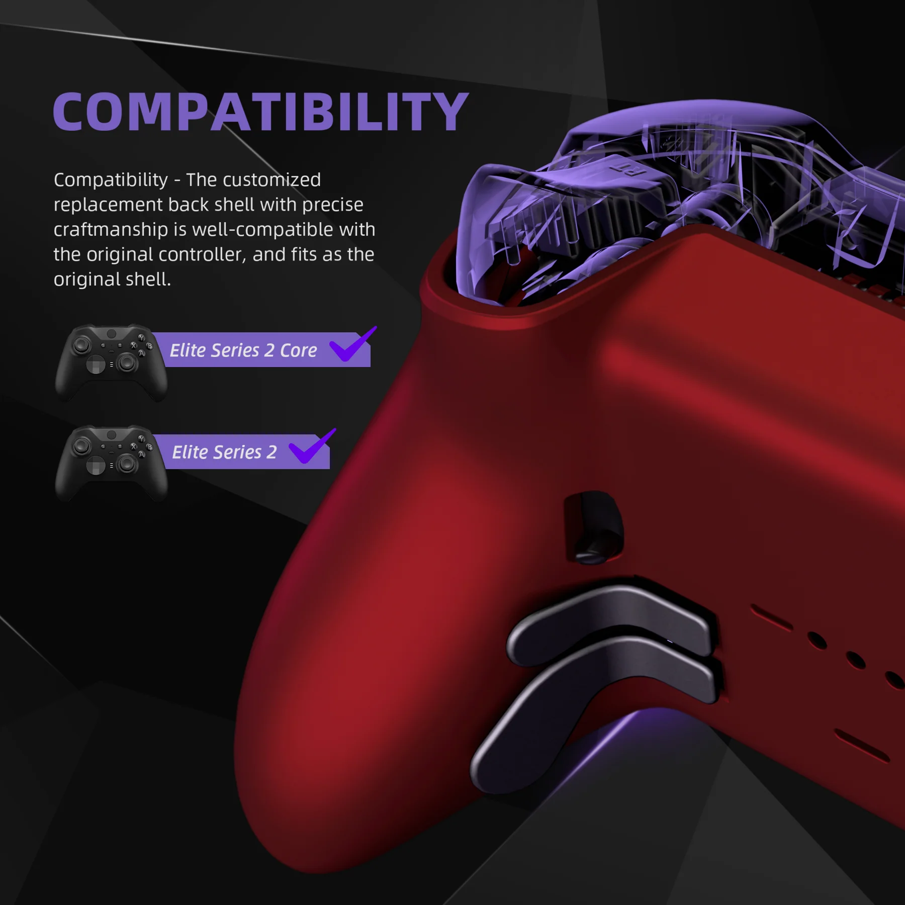 eXtremeRate Replacement Bottom Shell Case for Xbox Elite Series 2 & Elite Series 2 Core Controller Model 1797 - Scarlet Red - Image 3