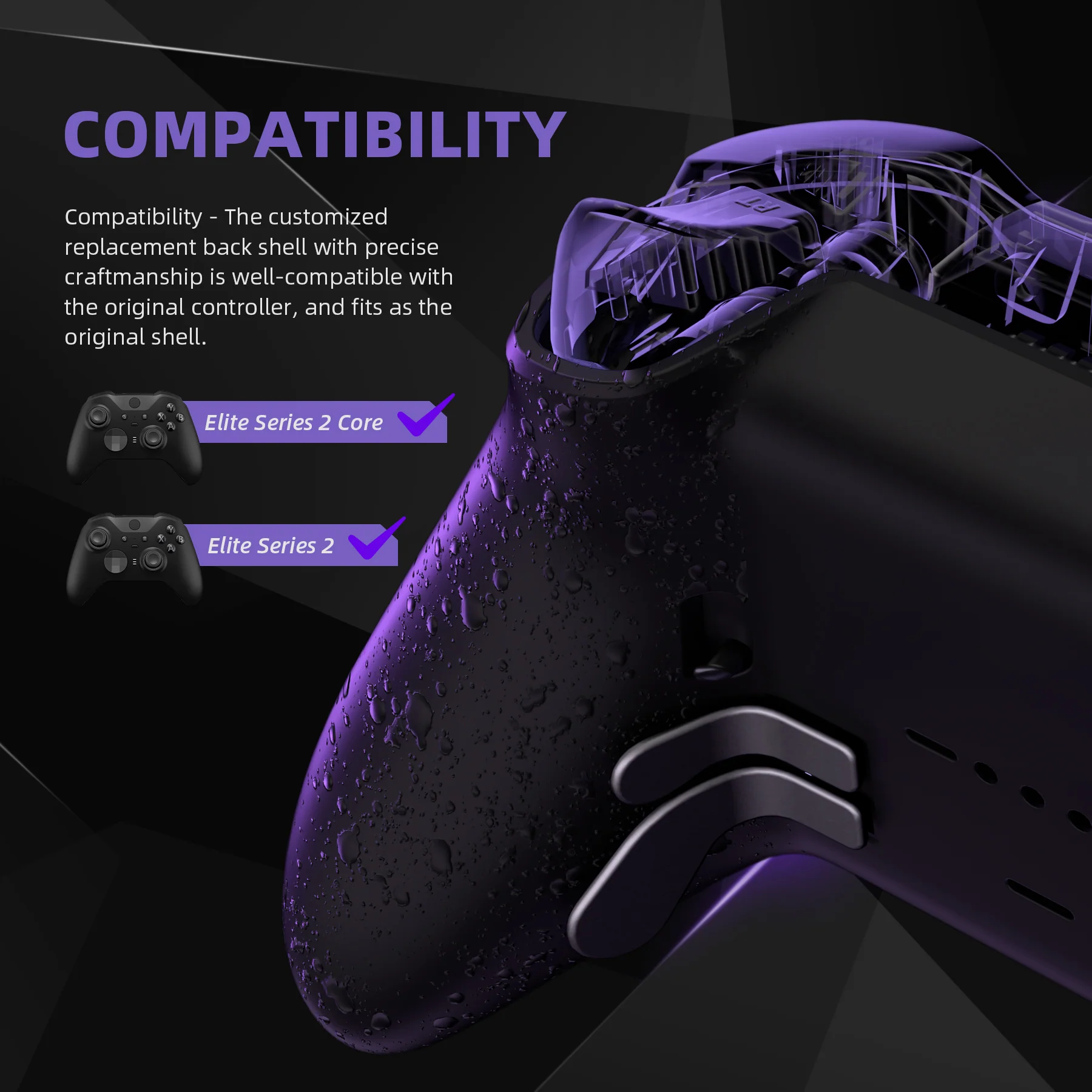 eXtremeRate Replacement Bottom Shell Case for Xbox Elite Series 2 & Elite Series 2 Core Controller Model 1797 - Textured Black - Image 3