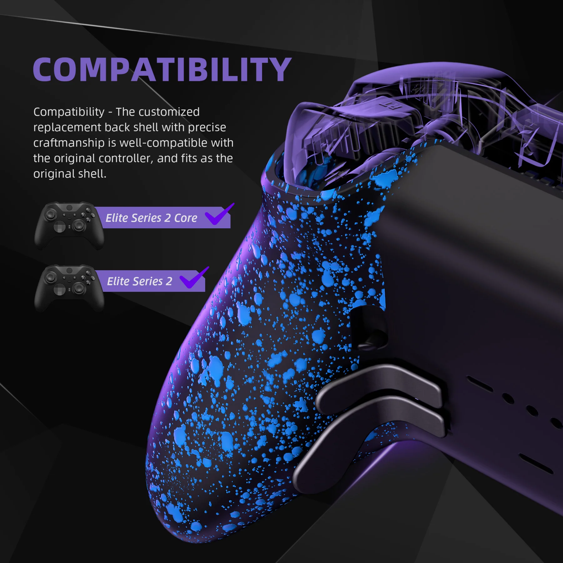 eXtremeRate Replacement Bottom Shell Case for Xbox Elite Series 2 & Elite Series 2 Core Controller Model 1797 - Textured Blue - Image 3
