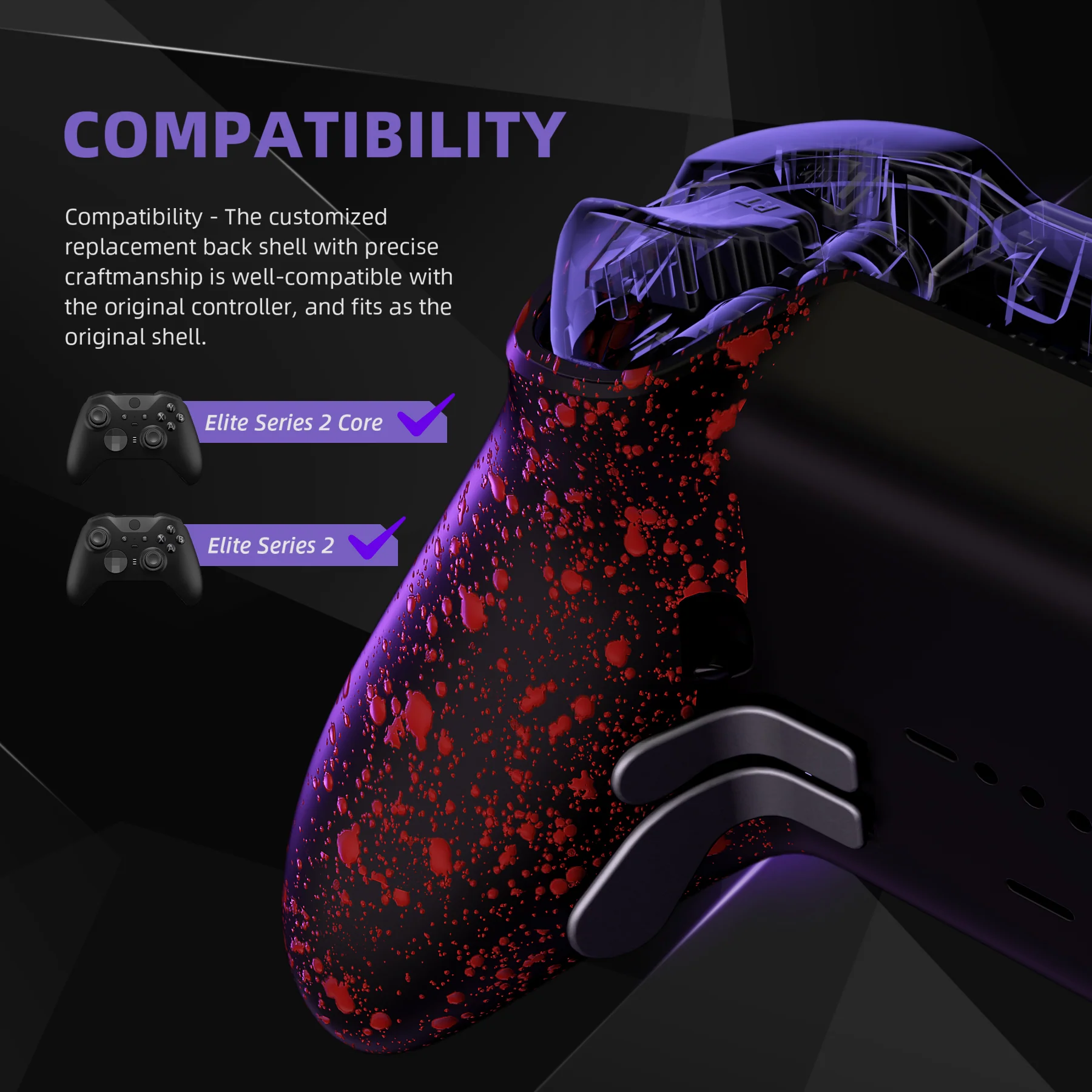 eXtremeRate Replacement Bottom Shell Case for Xbox Elite Series 2 & Elite Series 2 Core Controller Model 1797 - Textured Red - Image 3