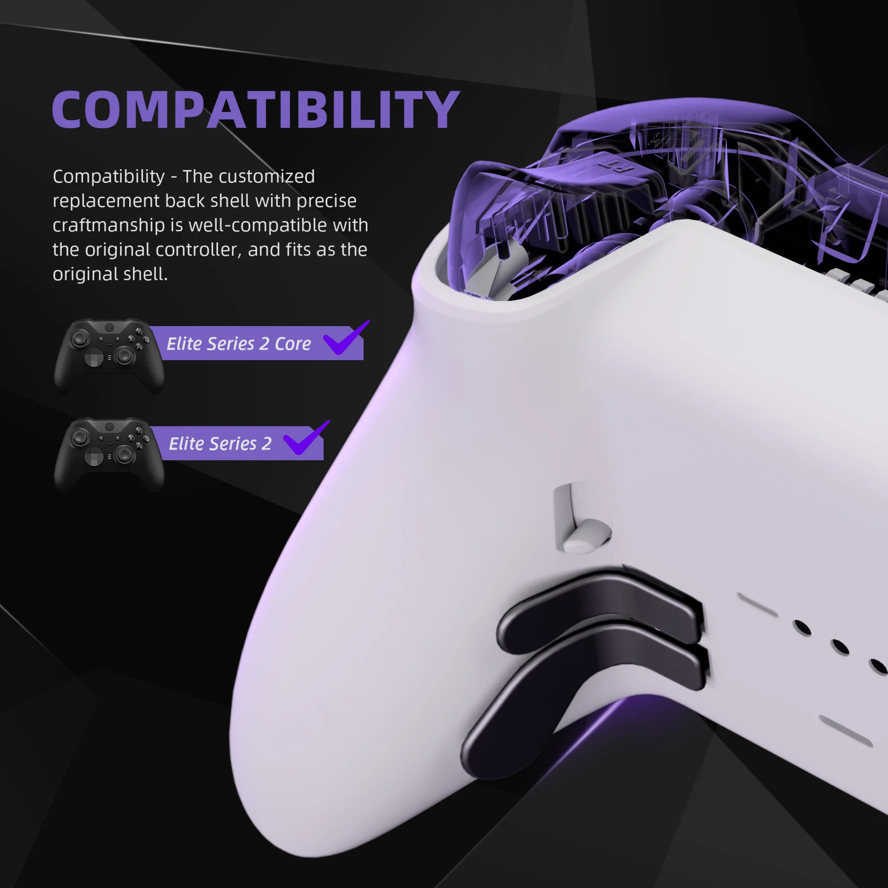eXtremeRate Replacement Bottom Shell Case for Xbox Elite Series 2 & Elite Series 2 Core Controller Model 1797 - White - Image 3