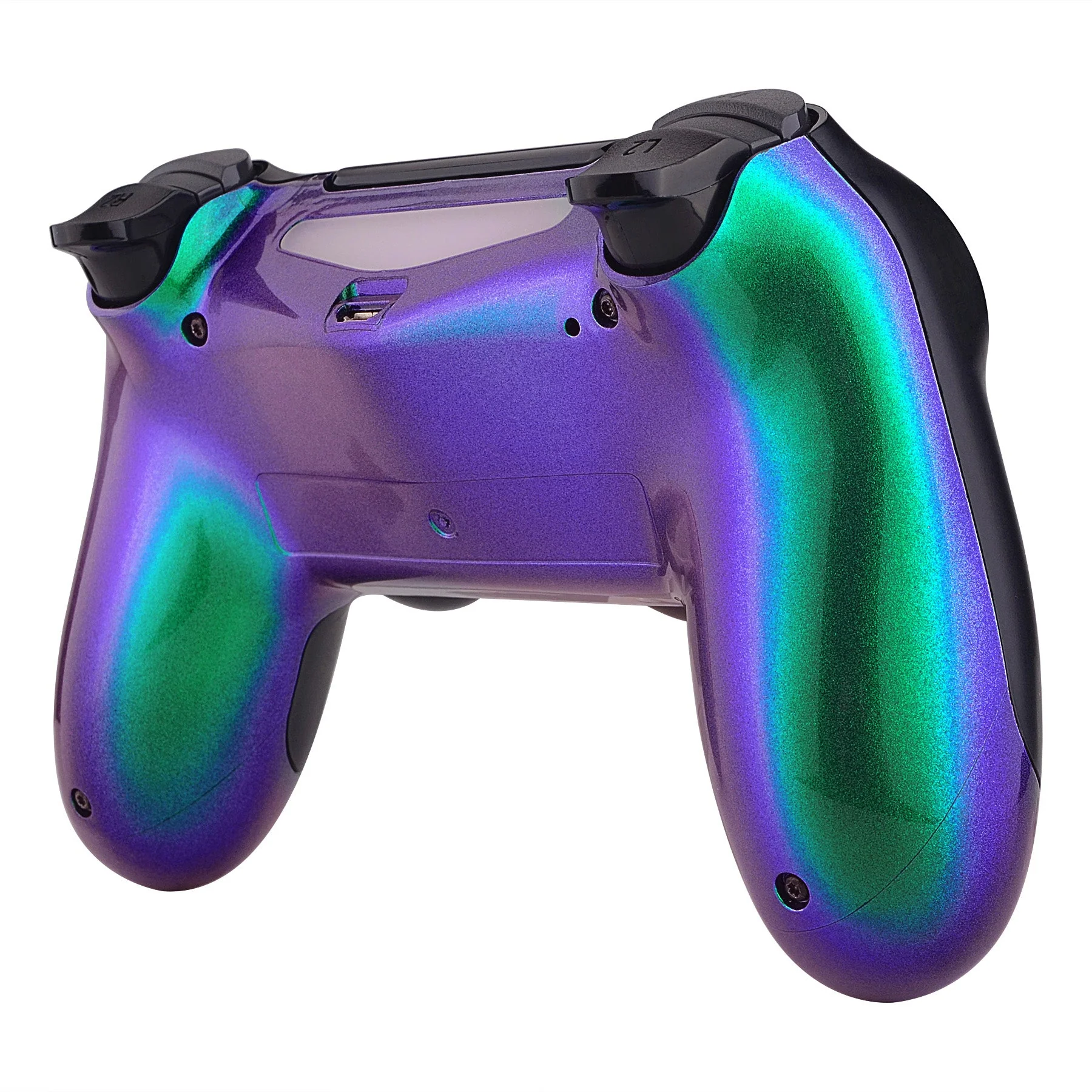 eXtremeRate Replacement Bottom Shell for PS4 Slim Pro Controller (CUH-ZCT2 JDM-040/050/055) - Chameleon Green Purple - Image 5