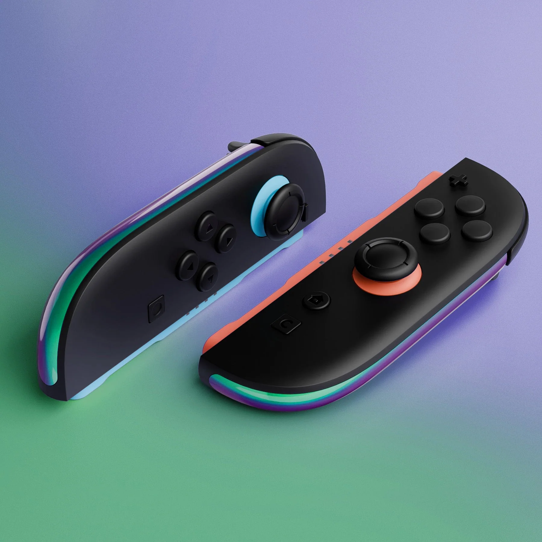 eXtremeRate Replacement Decorative Strips for Joycon 2 of Nintendo Switch 2 - Chameleon Green Purple - Image 6