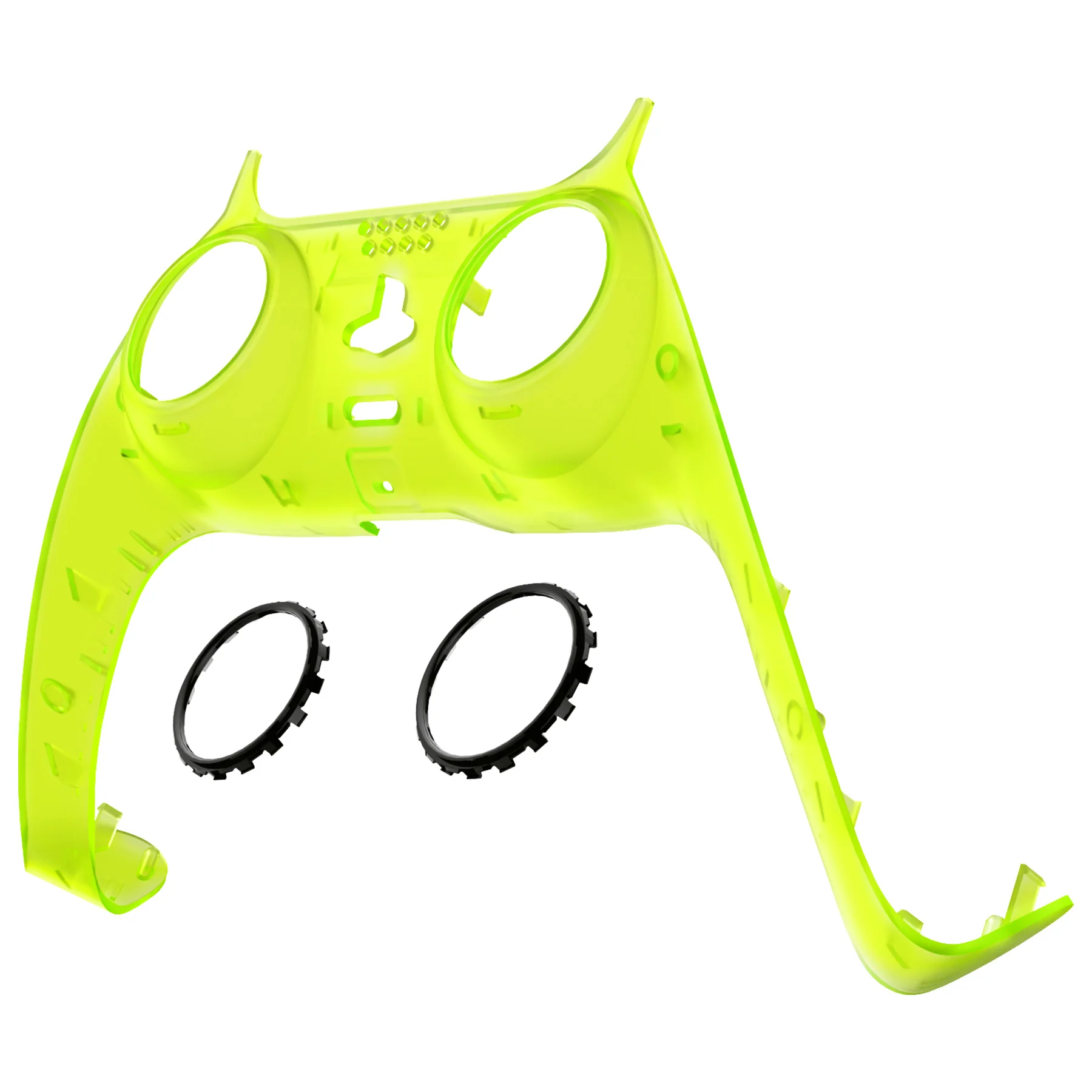 eXtremeRate Replacement Decorative Trim Shell with Accent Rings Compatible with PS5 Controller BDM-010/020/030/040/050 - Clear Lime Green - Image 6