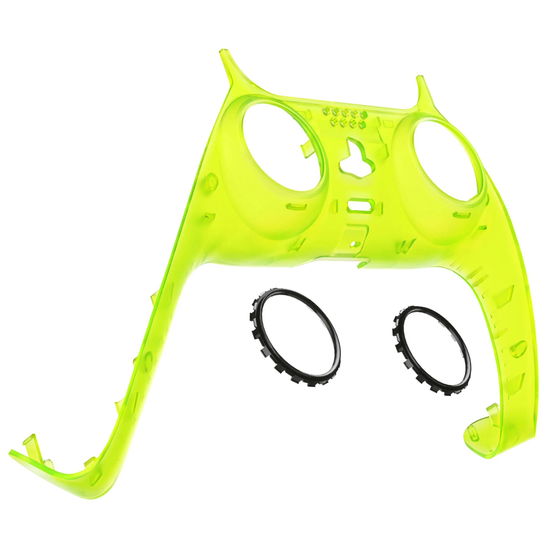 eXtremeRate Replacement Decorative Trim Shell with Accent Rings Compatible with PS5 Controller BDM-010/020/030/040/050 - Clear Lime Green - Image 7
