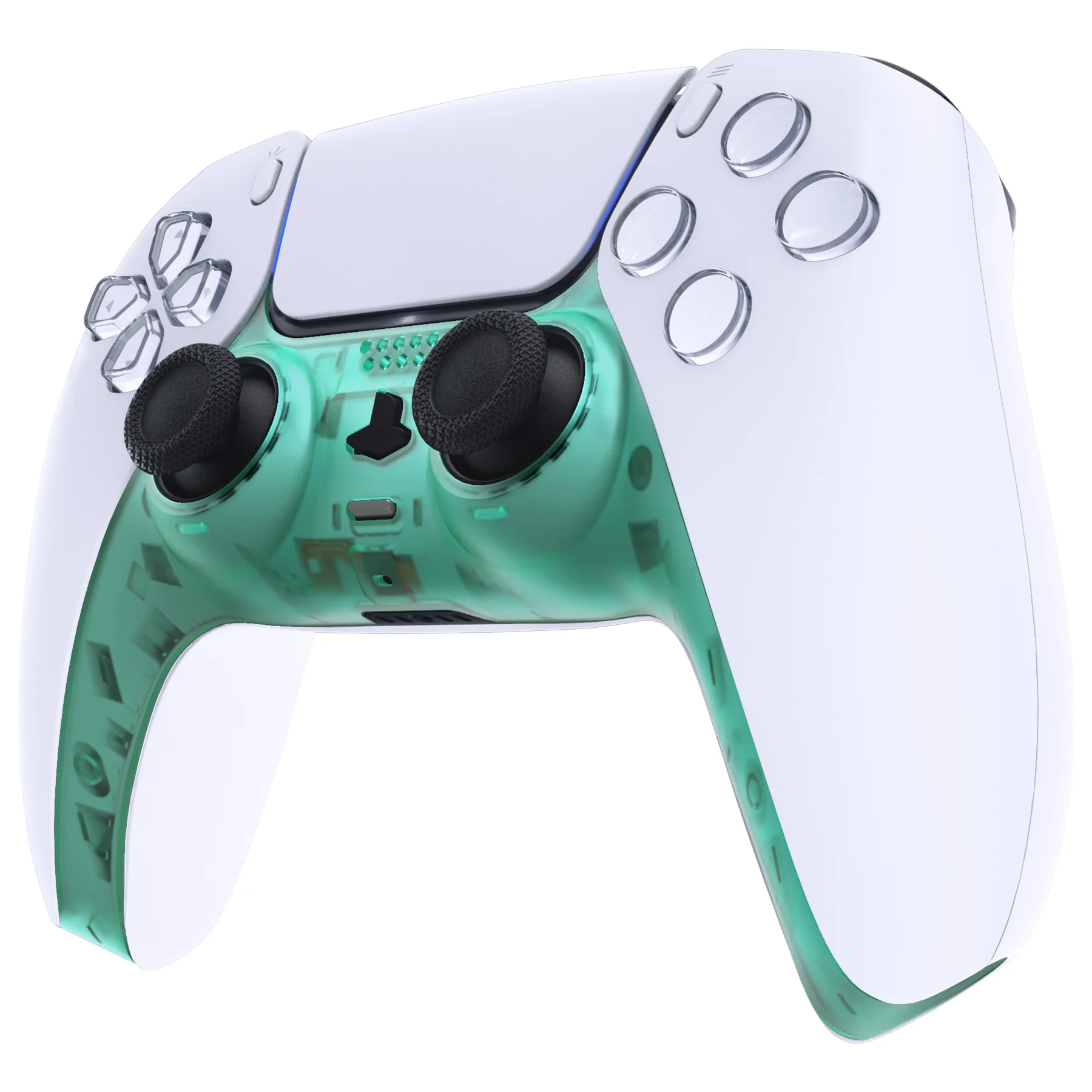 eXtremeRate Replacement Decorative Trim Shell with Accent Rings Compatible with PS5 Controller BDM-010/020/030/040/050 - Emerald Green - Image 4
