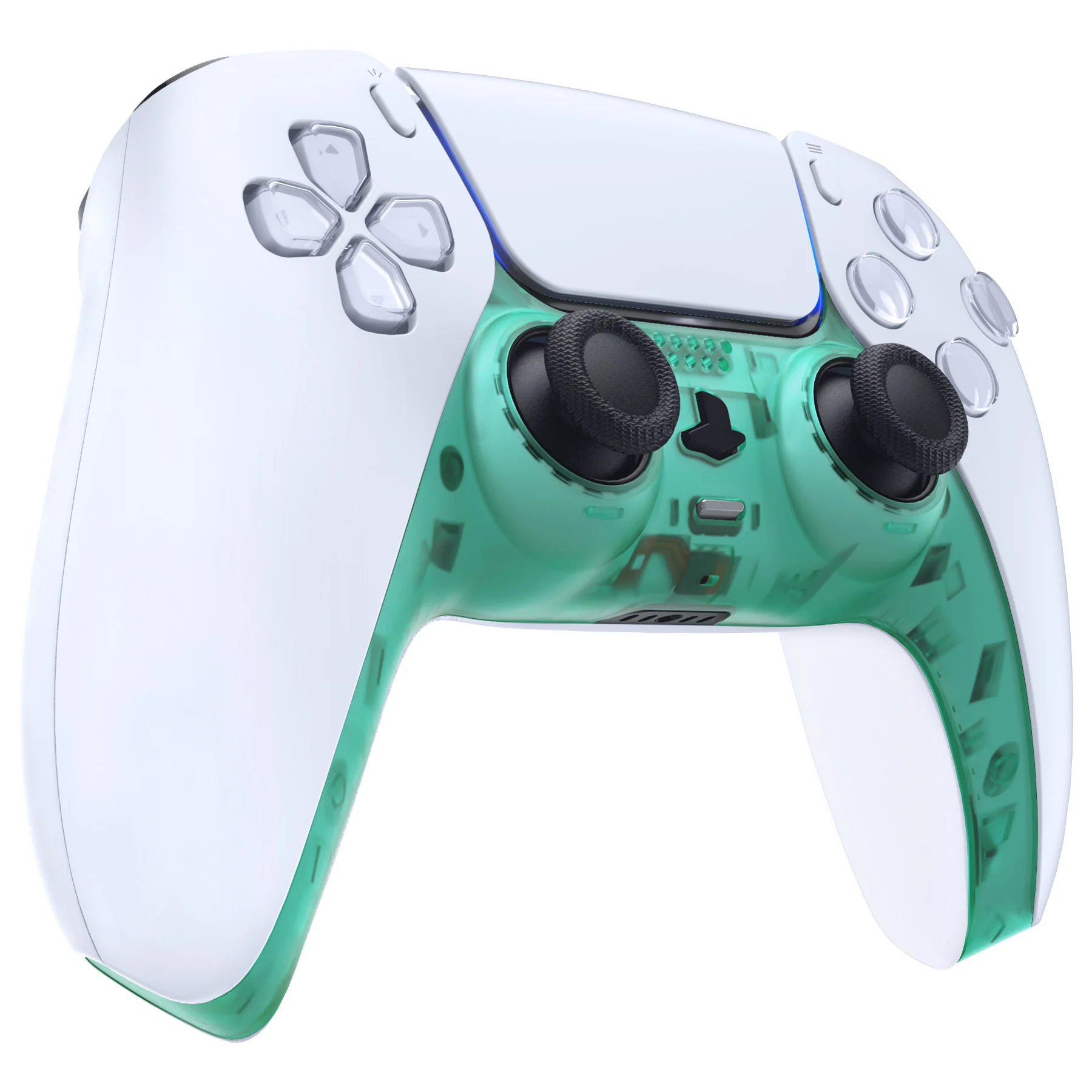eXtremeRate Replacement Decorative Trim Shell with Accent Rings Compatible with PS5 Controller BDM-010/020/030/040/050 - Emerald Green - Image 5