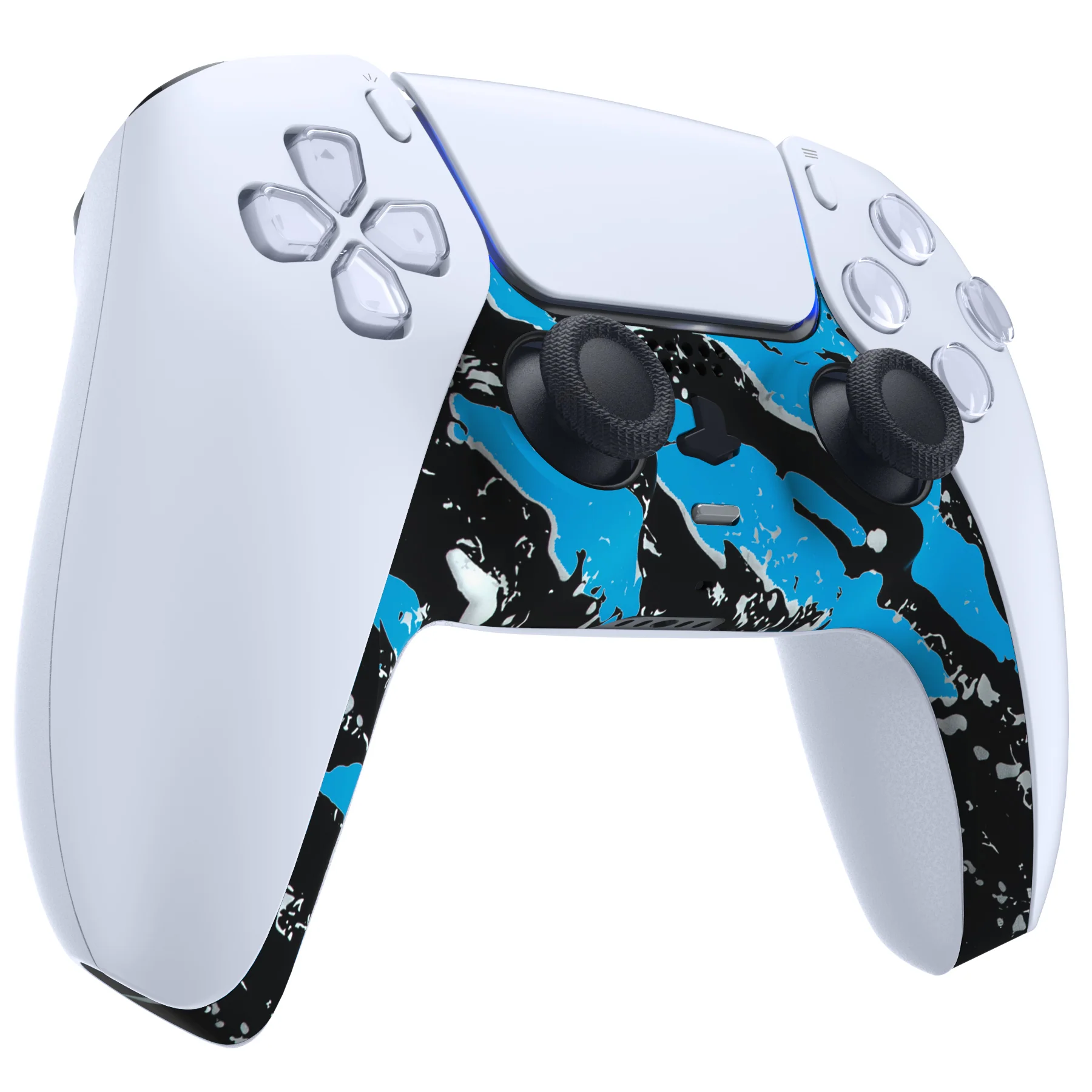 eXtremeRate Replacement Decorative Trim Shell with Accent Rings Compatible with PS5 Controller BDM-010/020/030/040/050 - Blue Coating Splash - Image 5