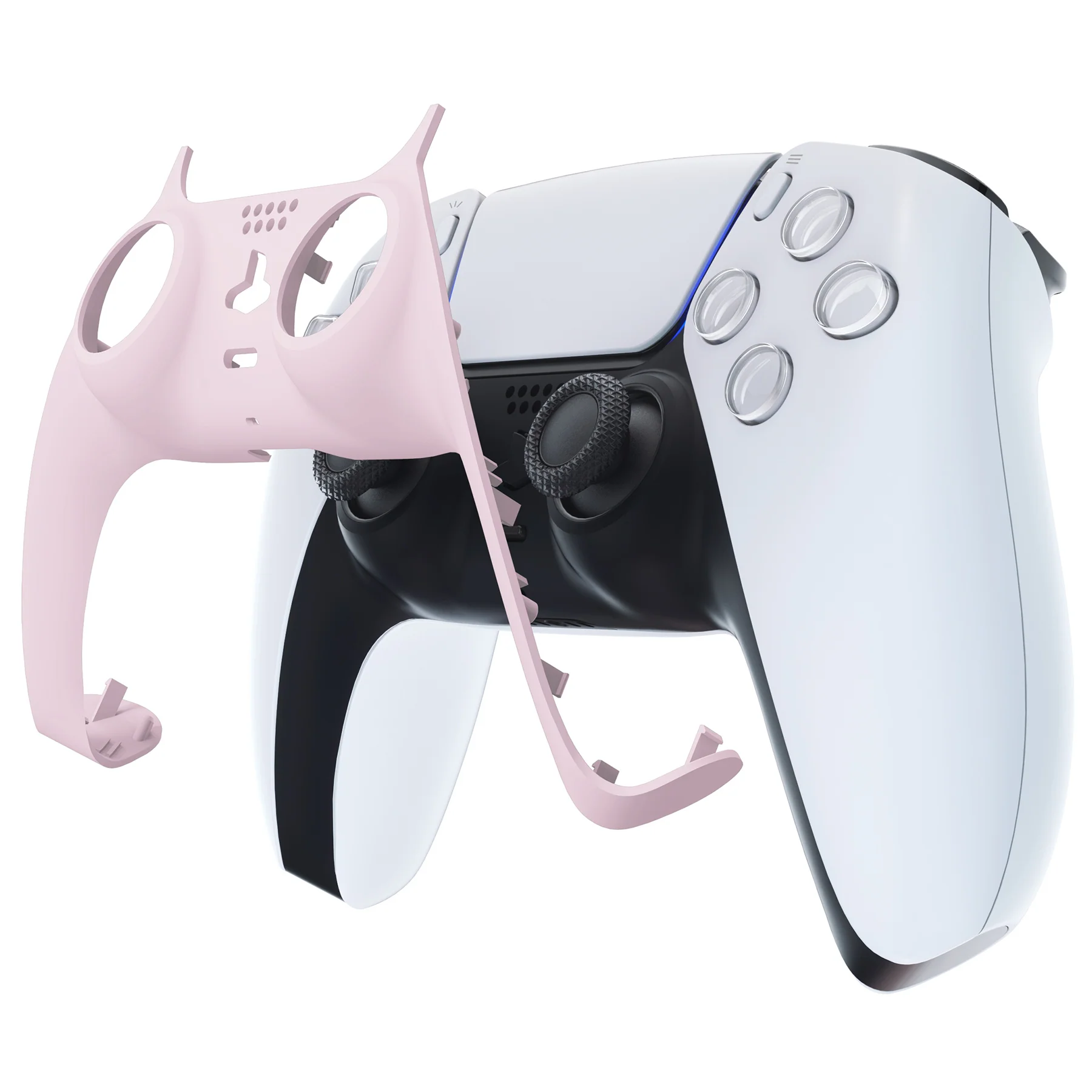 eXtremeRate Replacement Decorative Trim Shell with Accent Rings Compatible with PS5 Controller BDM-010/020/030/040/050 - Cherry Blossoms Pink - Image 7