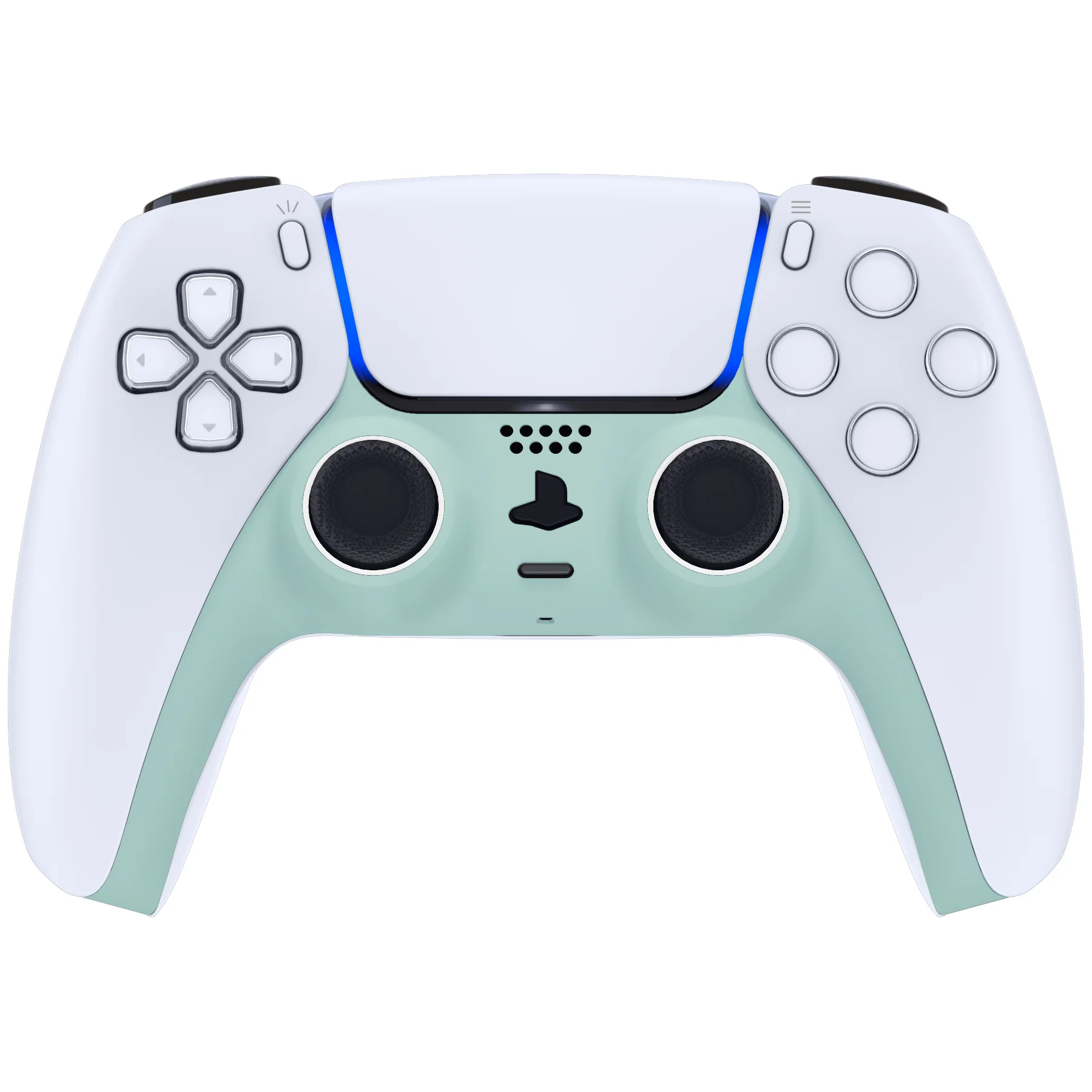 eXtremeRate Replacement Decorative Trim Shell with Accent Rings Compatible with PS5 Controller BDM-010/020/030/040/050 - Light Cyan - Image 2
