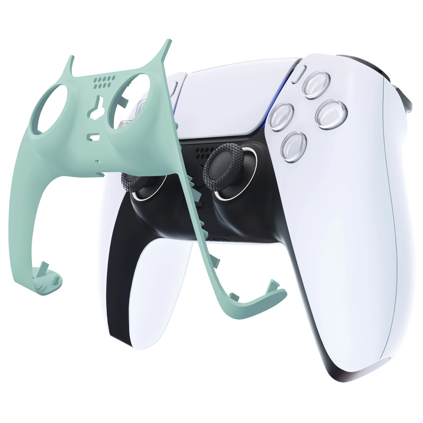eXtremeRate Replacement Decorative Trim Shell with Accent Rings Compatible with PS5 Controller BDM-010/020/030/040/050 - Light Cyan - Image 7