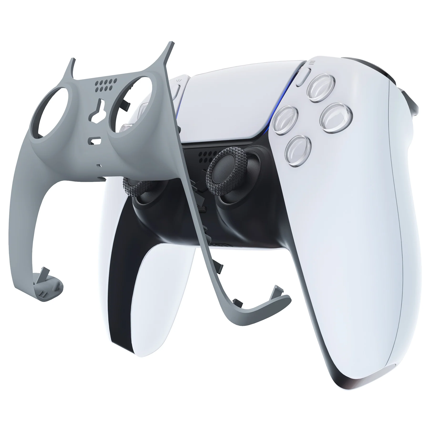 eXtremeRate Replacement Decorative Trim Shell with Accent Rings Compatible with PS5 Controller BDM-010/020/030/040/050 - New Hope Gray - Image 7