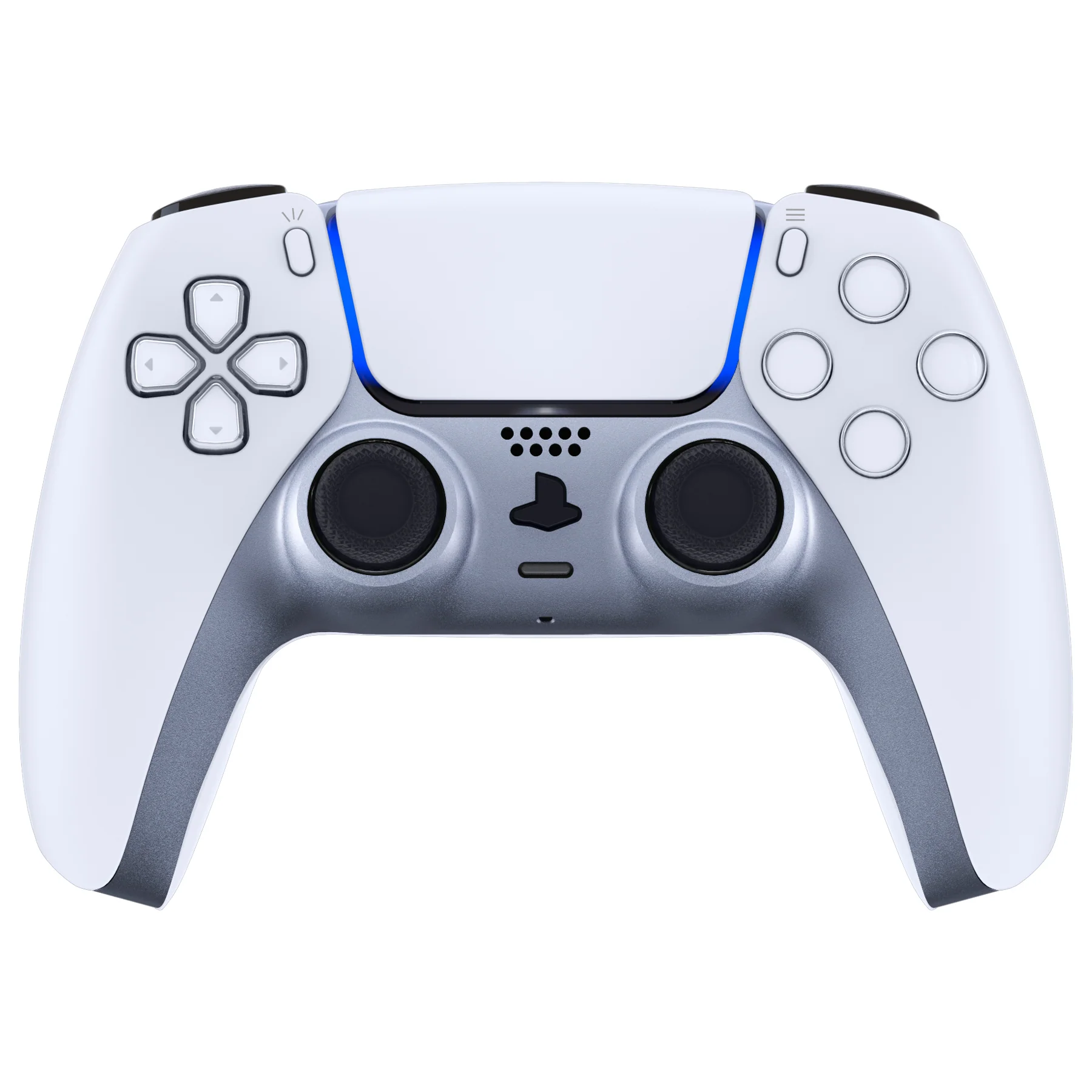 eXtremeRate Replacement Decorative Trim Shell with Accent Rings Compatible with PS5 Controller BDM-010/020/030/040/050 - Sterling Silver - Image 2