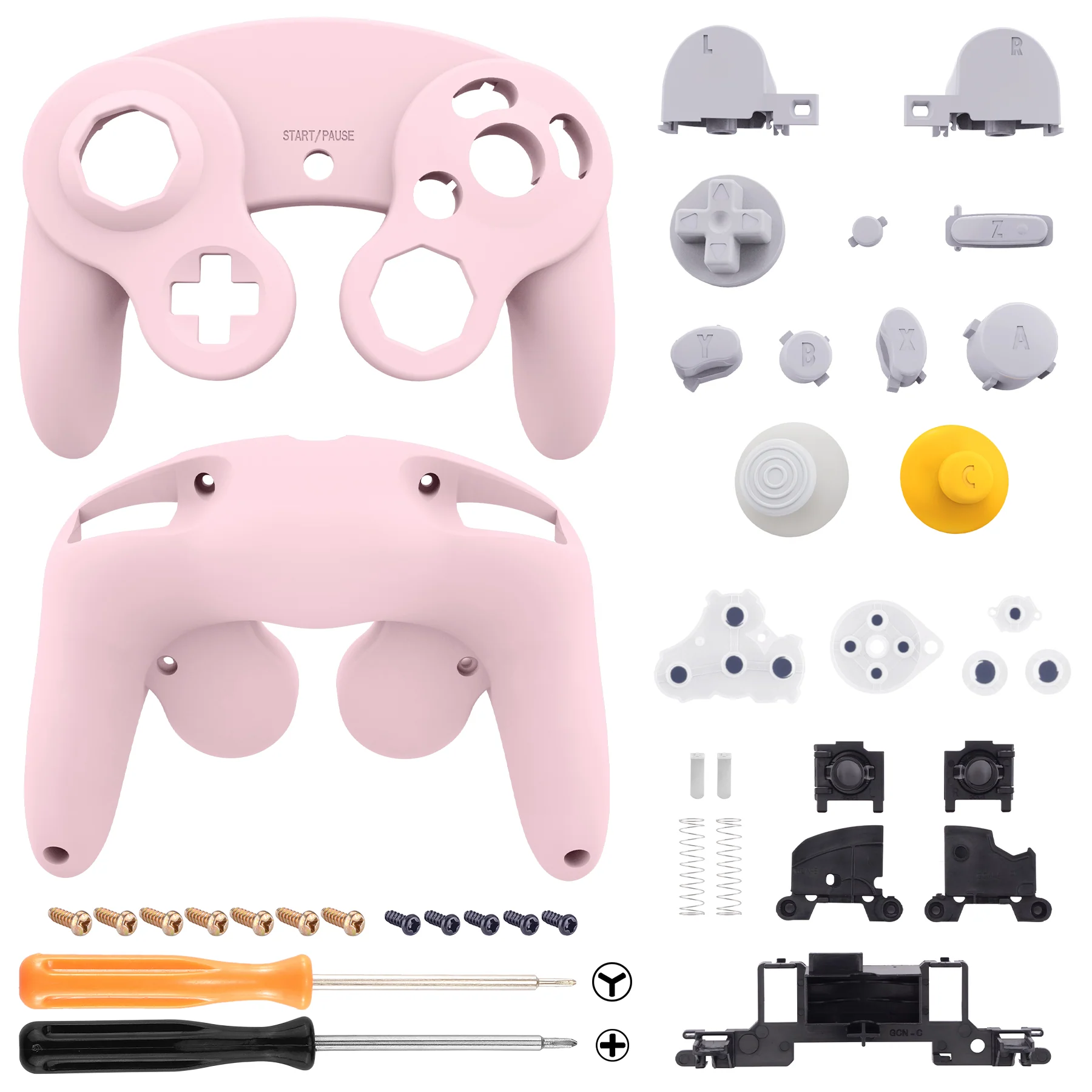 eXtremeRate Replacement Faceplate Backplate with Buttons for Nintendo GameCube Controller NGC - Cherry Blossoms Pink - Image 3