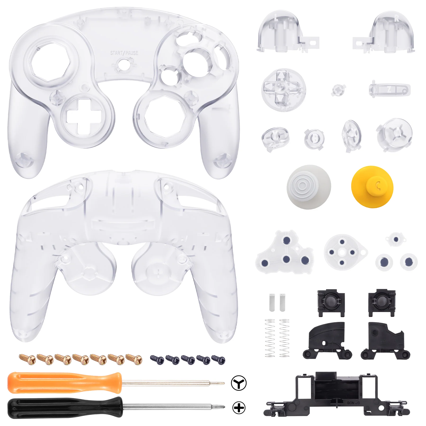 eXtremeRate Replacement Faceplate Backplate with Buttons for Nintendo GameCube Controller NGC - Clear - Image 3