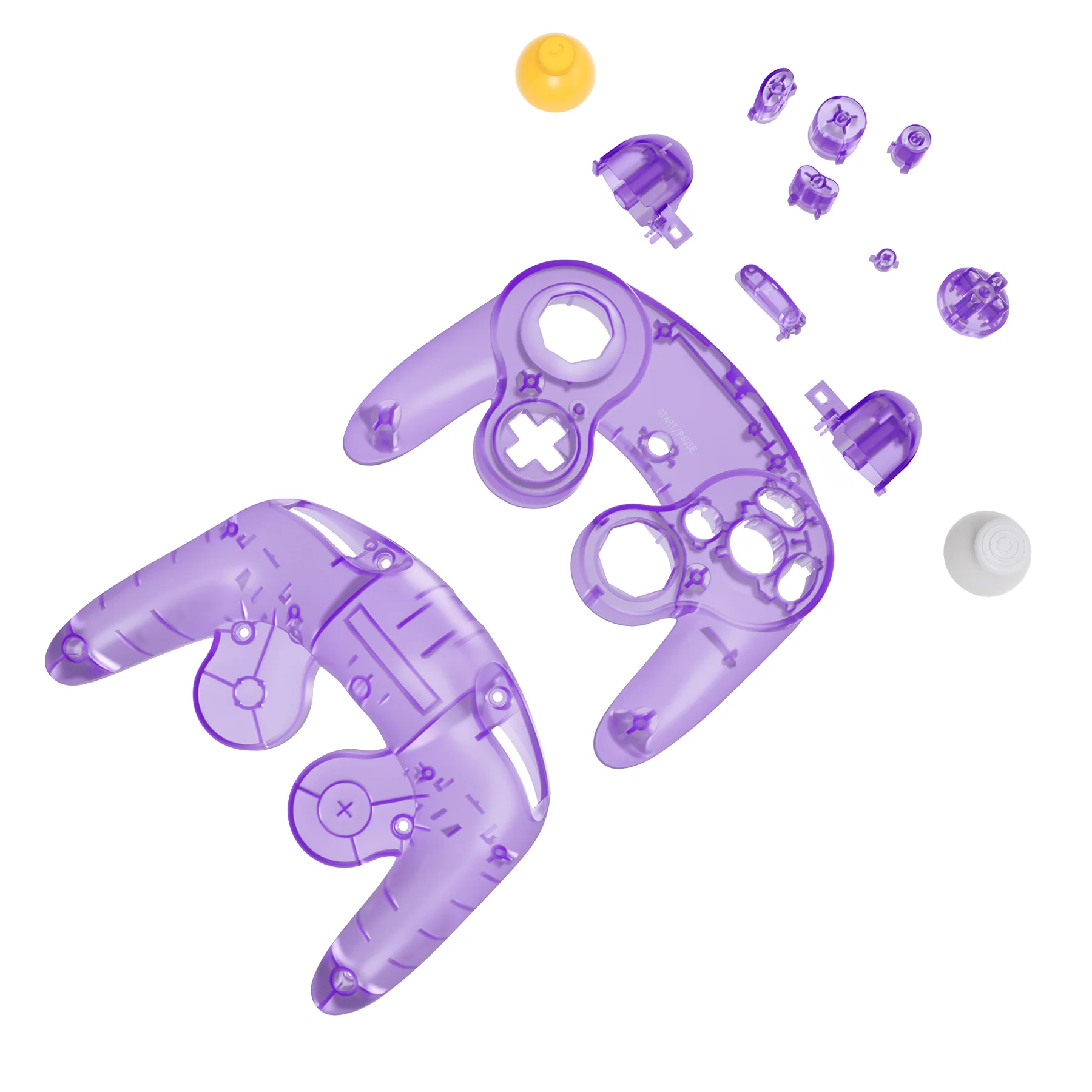 eXtremeRate Replacement Faceplate Backplate with Buttons for Nintendo GameCube Controller NGC - Clear Atomic Purple - Image 10