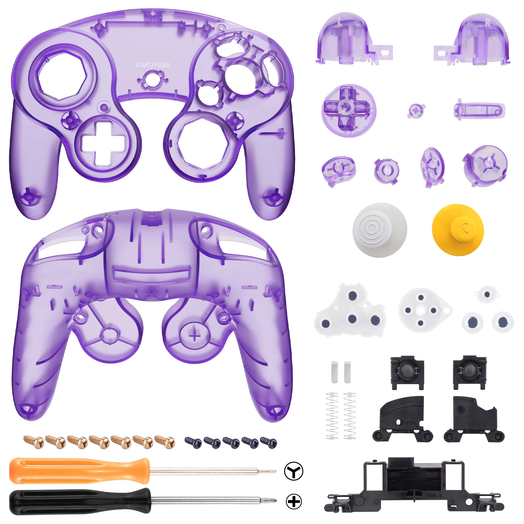 eXtremeRate Replacement Faceplate Backplate with Buttons for Nintendo GameCube Controller NGC - Clear Atomic Purple - Image 3