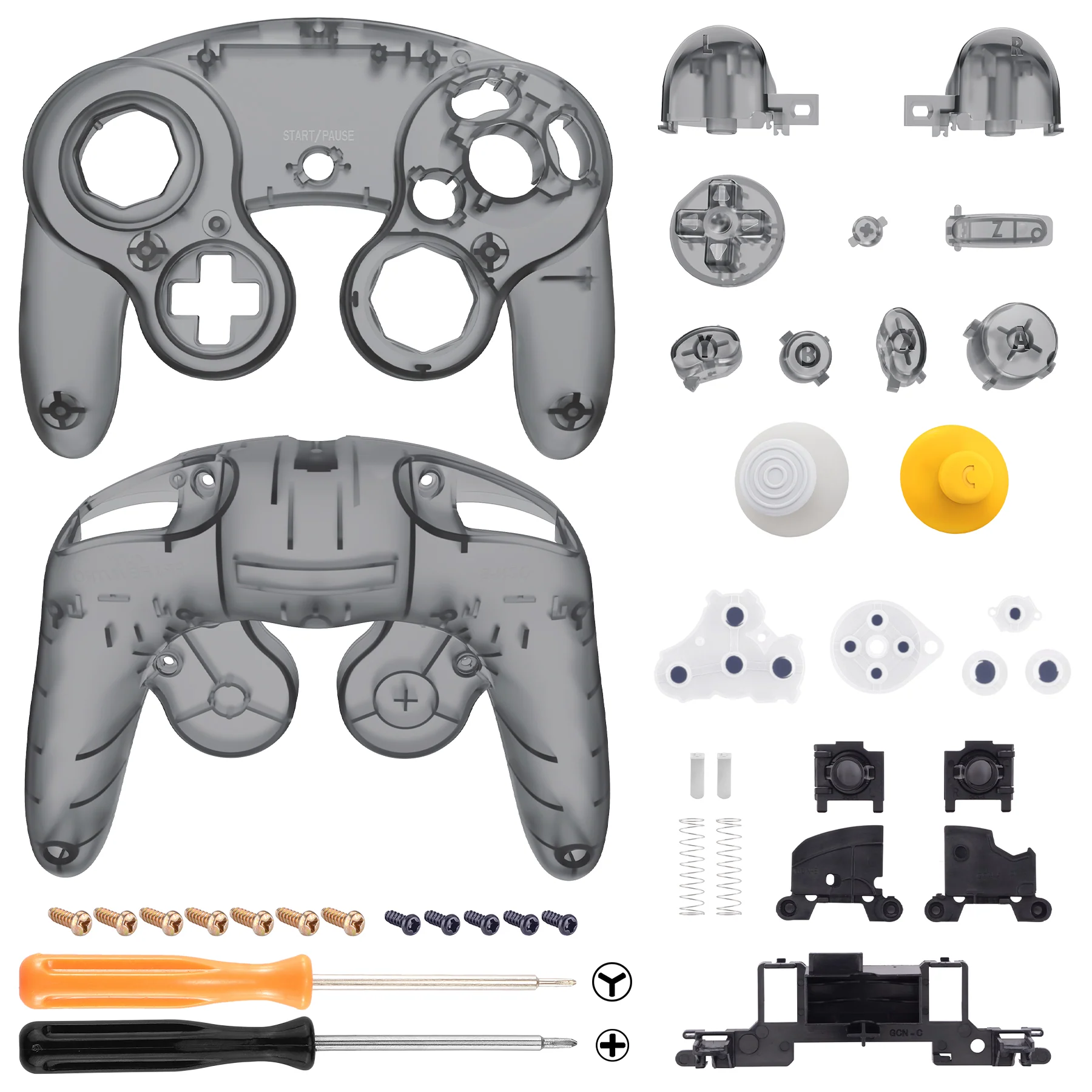 eXtremeRate Replacement Faceplate Backplate with Buttons for Nintendo GameCube Controller NGC - Clear Black - Image 3