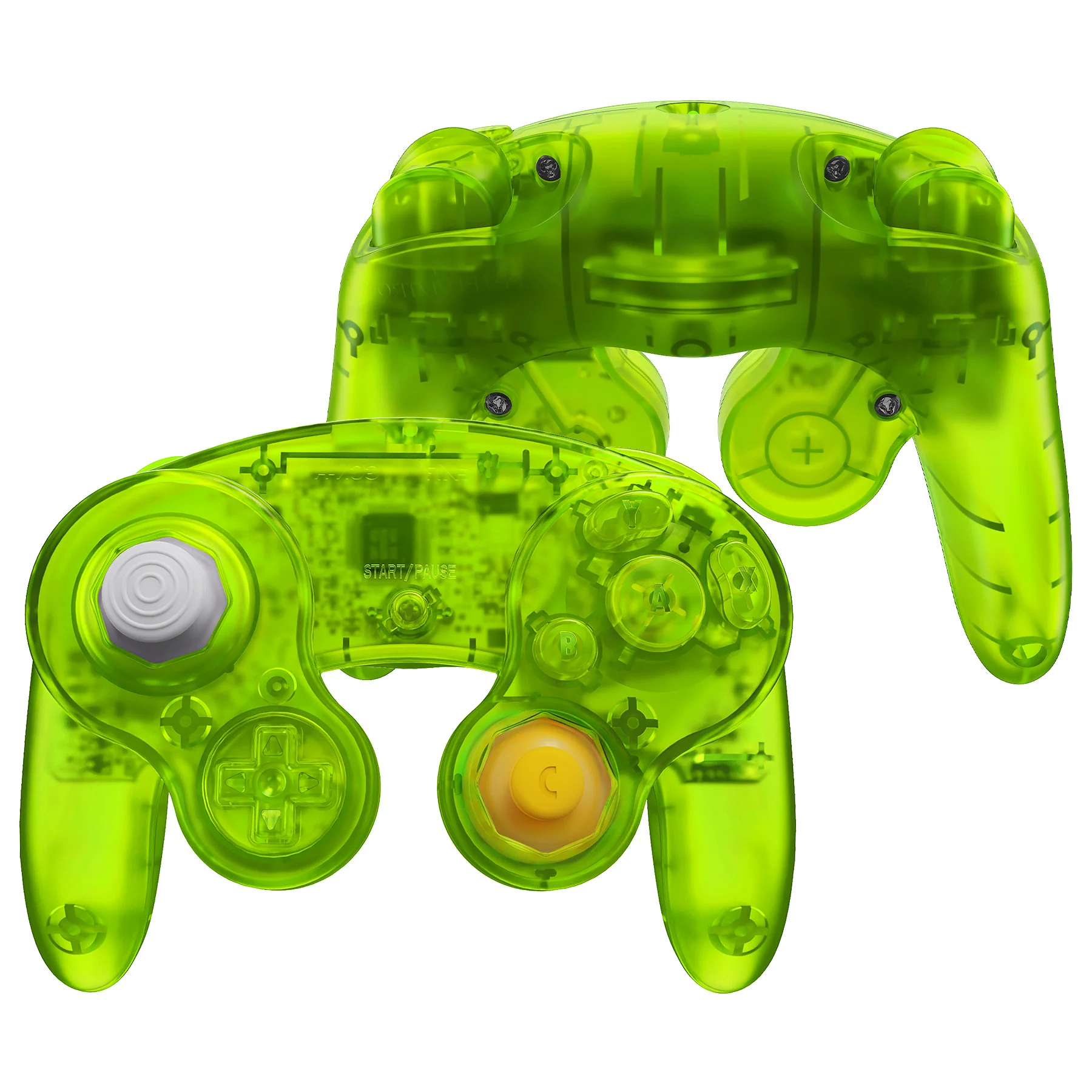 eXtremeRate Replacement Faceplate Backplate with Buttons for Nintendo GameCube Controller NGC - Clear Lime Green - Image 2