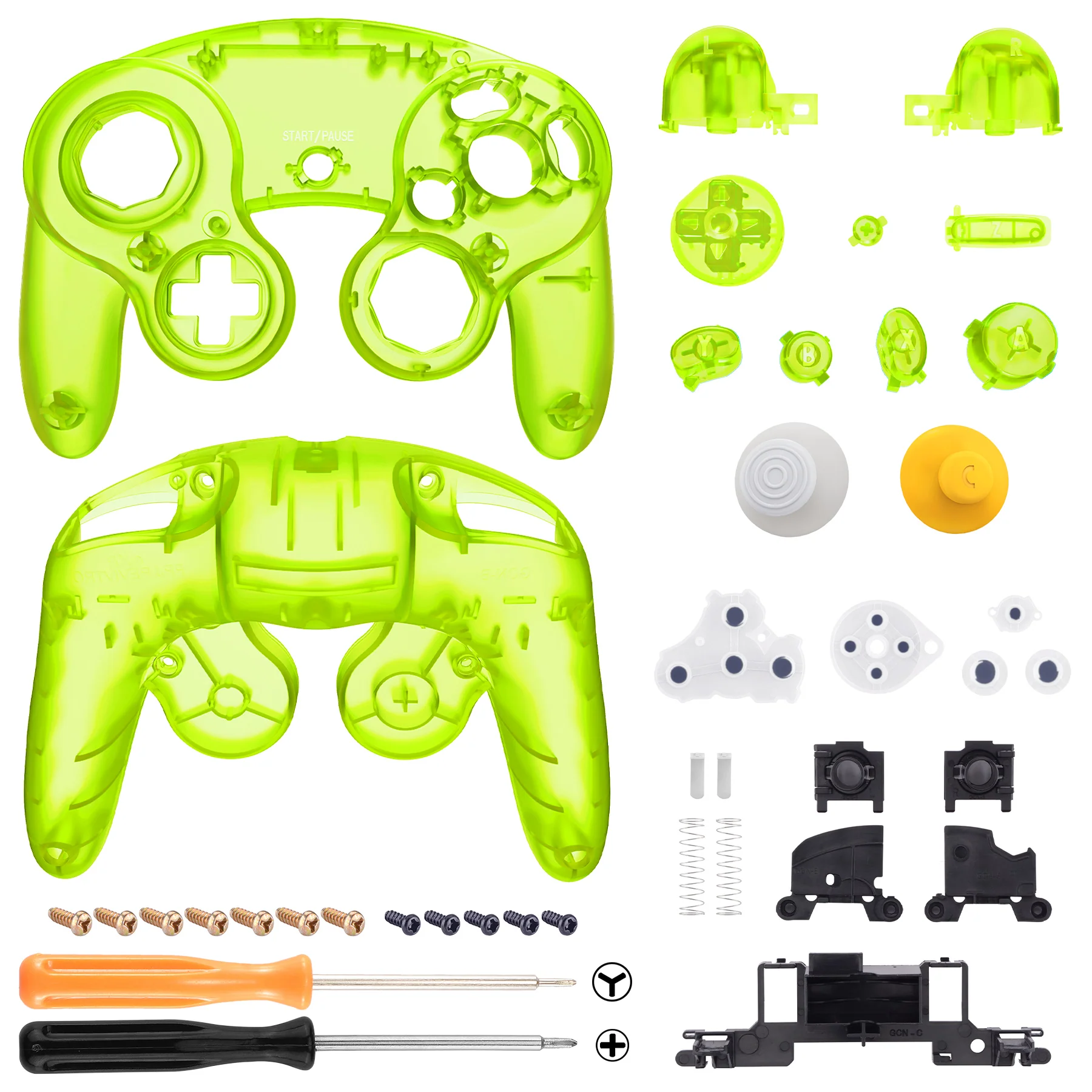 eXtremeRate Replacement Faceplate Backplate with Buttons for Nintendo GameCube Controller NGC - Clear Lime Green - Image 3