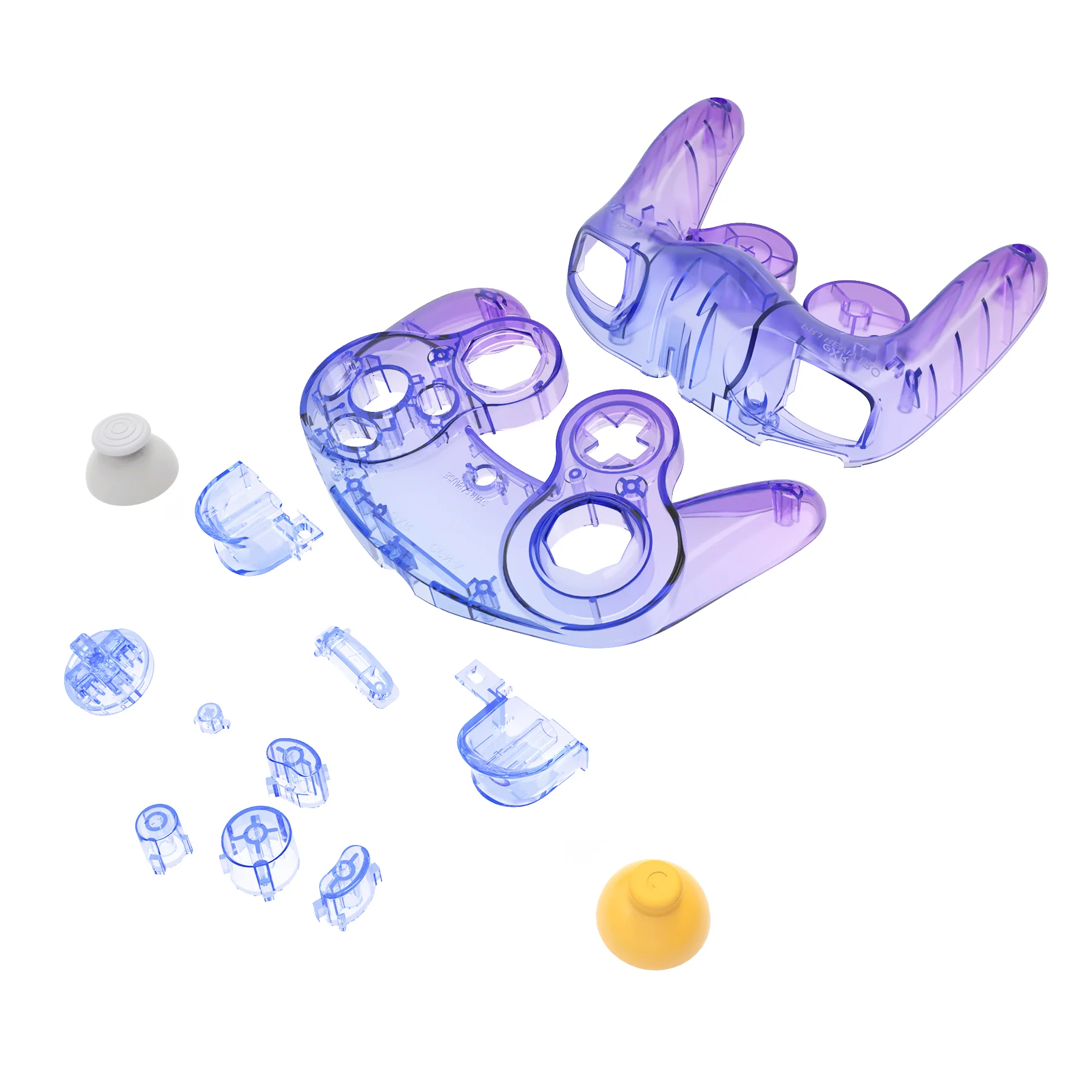 eXtremeRate Replacement Faceplate Backplate with Buttons for Nintendo GameCube Controller NGC - Gradient Translucent Bluebell - Image 11