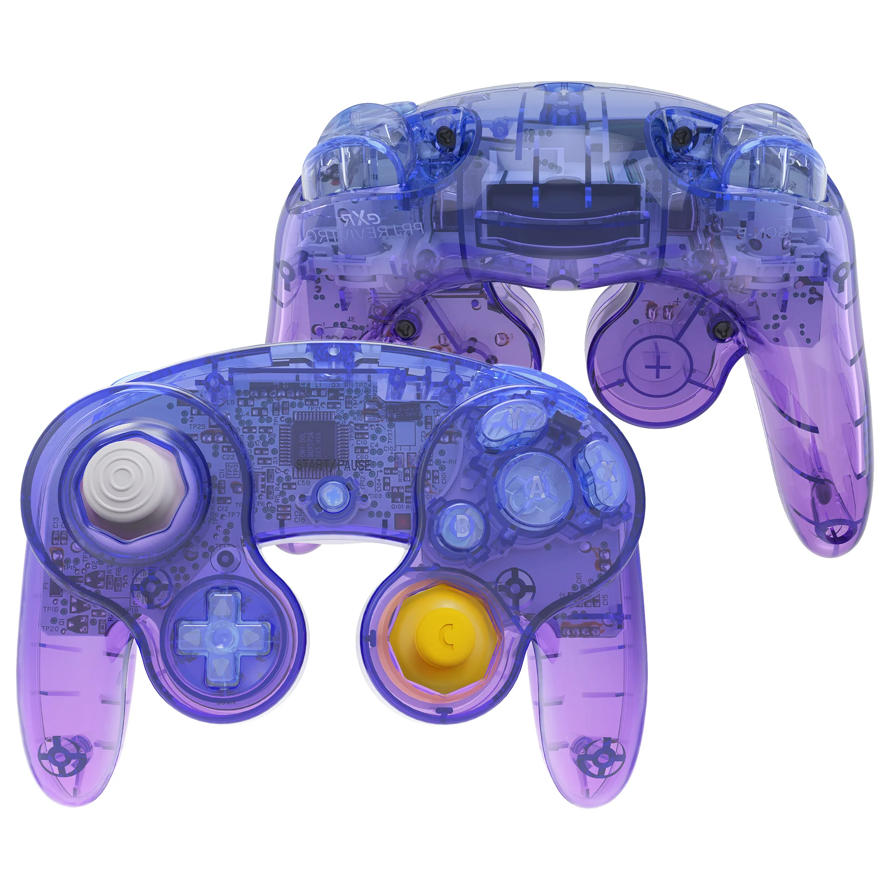 eXtremeRate Replacement Faceplate Backplate with Buttons for Nintendo GameCube Controller NGC - Gradient Translucent Bluebell - Image 2