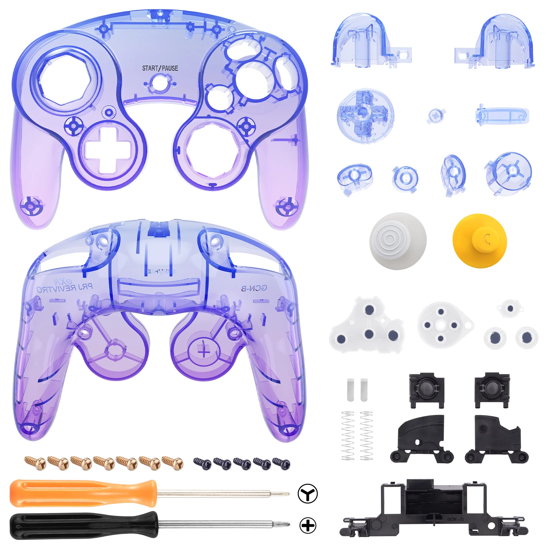 eXtremeRate Replacement Faceplate Backplate with Buttons for Nintendo GameCube Controller NGC - Gradient Translucent Bluebell - Image 3