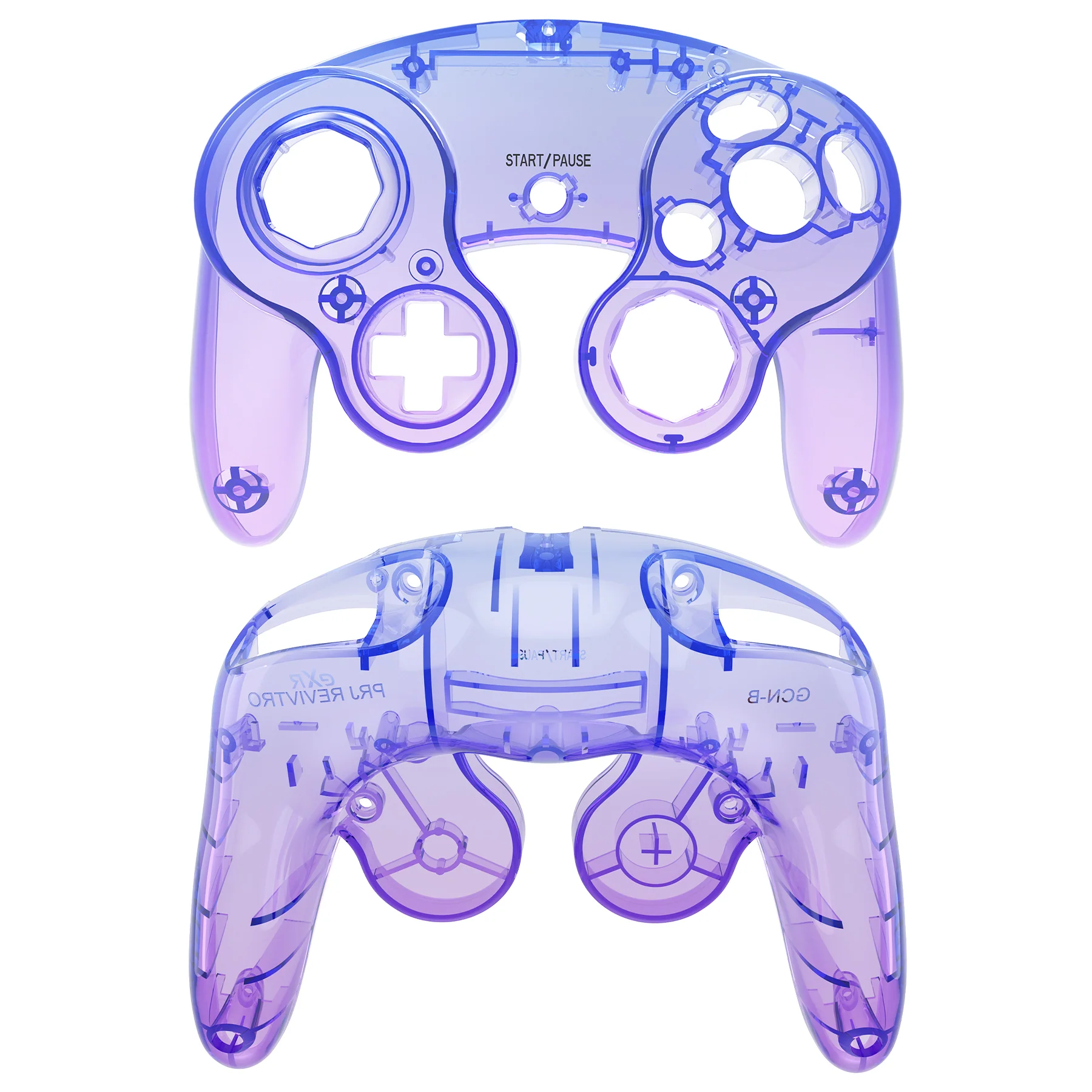 eXtremeRate Replacement Faceplate Backplate with Buttons for Nintendo GameCube Controller NGC - Gradient Translucent Bluebell - Image 9